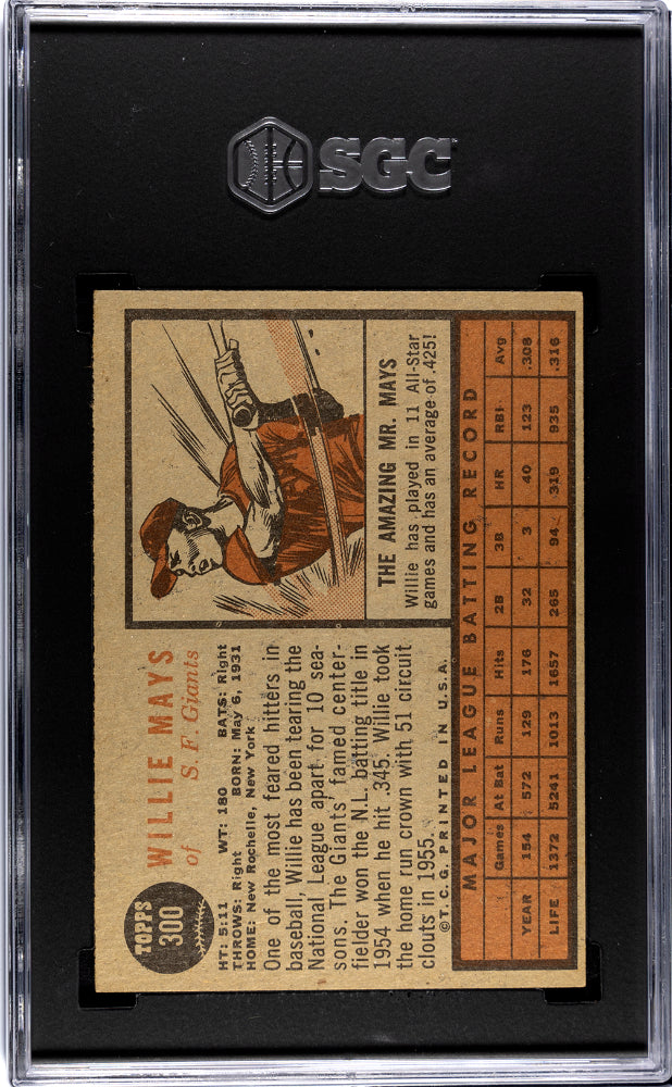 1962 Topps Willie Mays #300 SGC 3