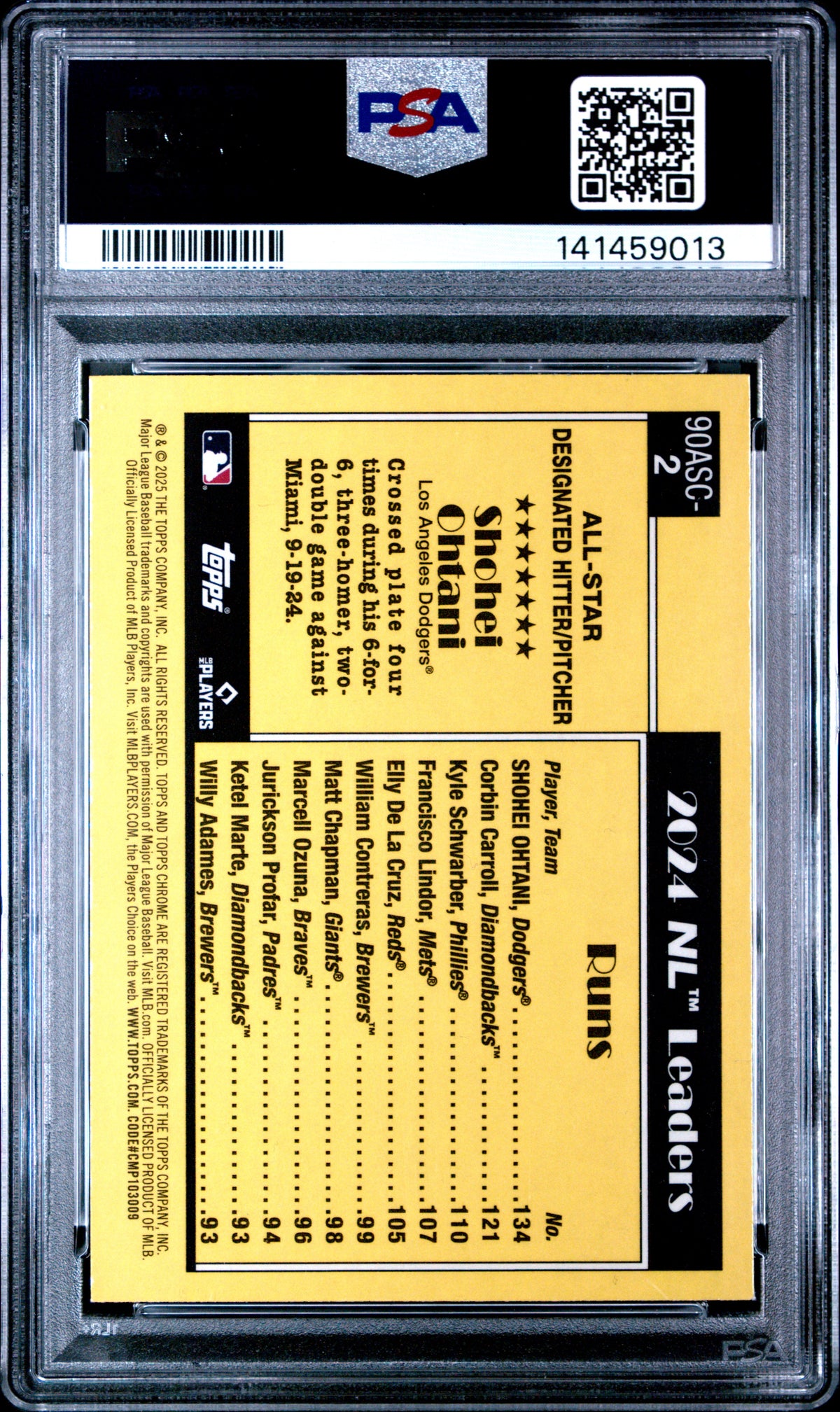 2025 Topps Silver Pack 1990 Chrome All Stars Shohei Ohtani #2 PSA 9