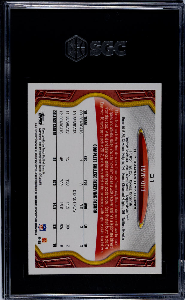 2013 Topps Travis Kelce #31 SGC 10