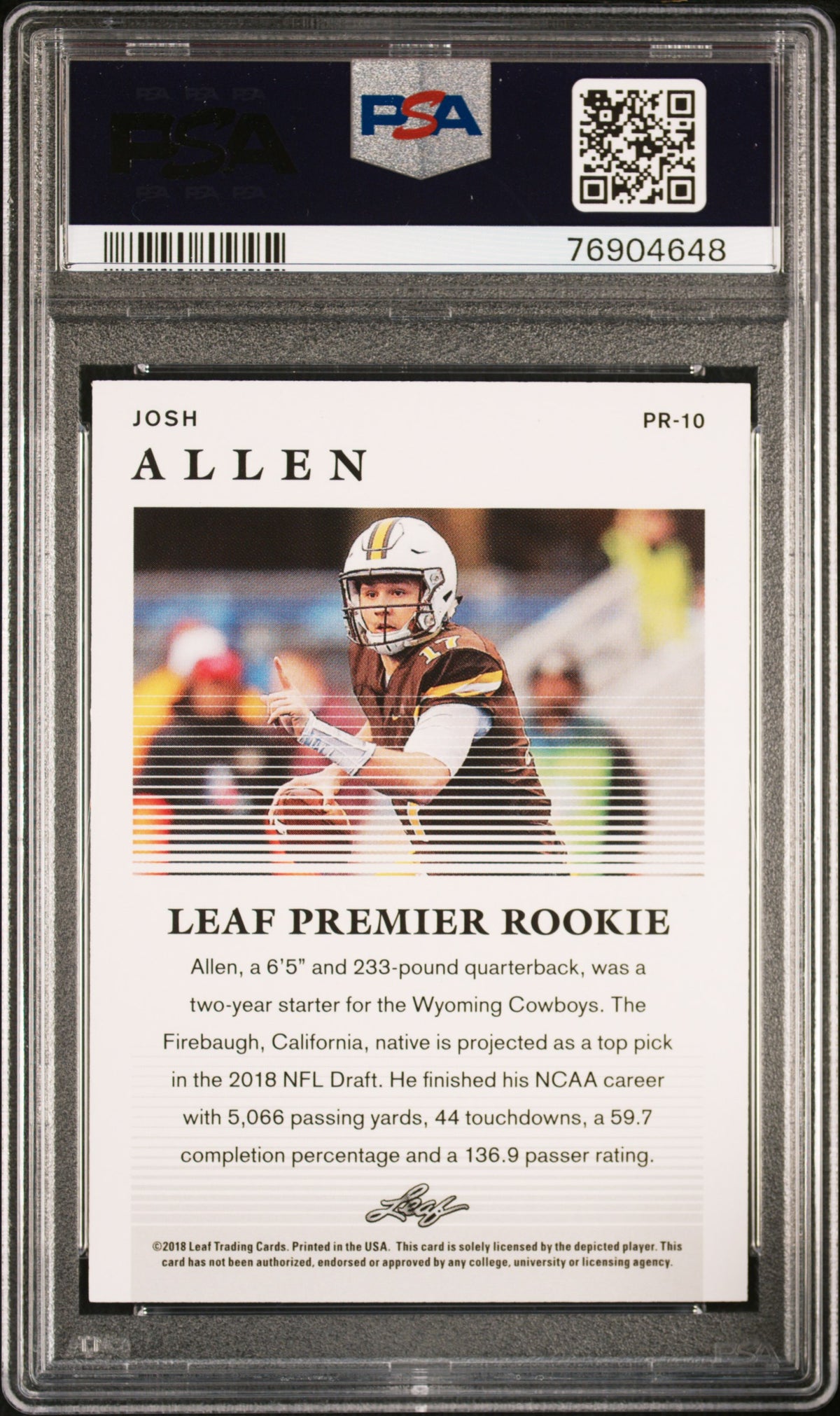 2018 Leaf Special Release Premier Rookie Josh Allen #PR-10 PSA 10