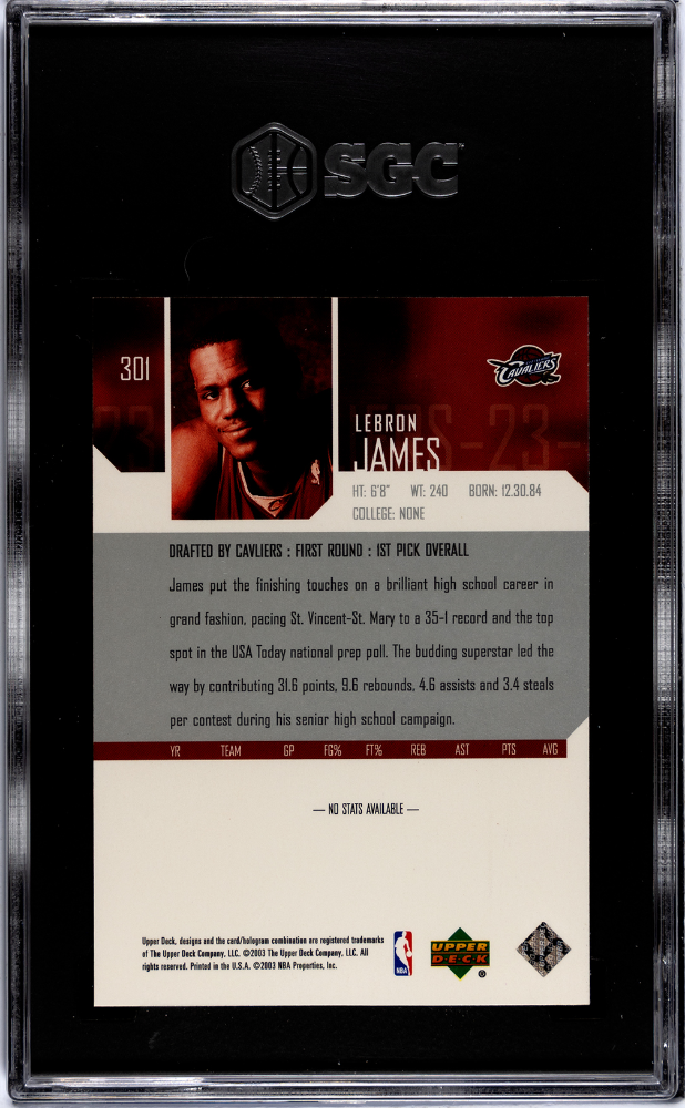 2003 Upper Deck Star Rookie LeBron James #301 SGC 9.5