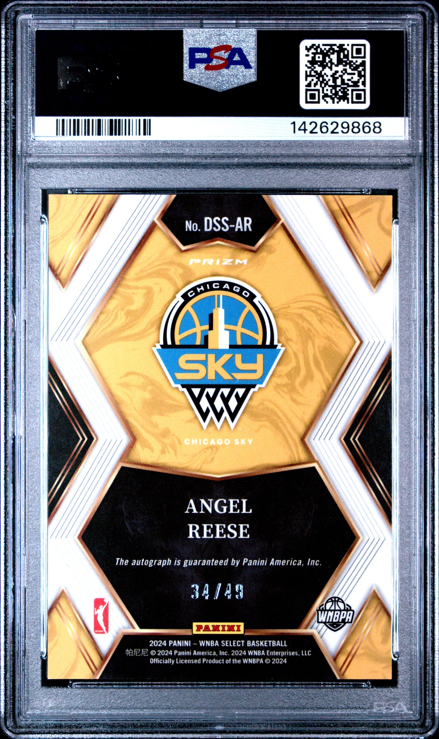 2024 Panini Select WNBA Draft Selections Auto Angel Reese #AR Blue 34/49 PSA 9