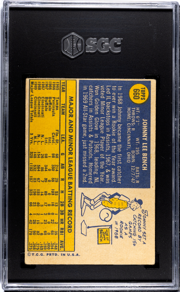 1970 Topps Johnny Bench #660 SGC 2