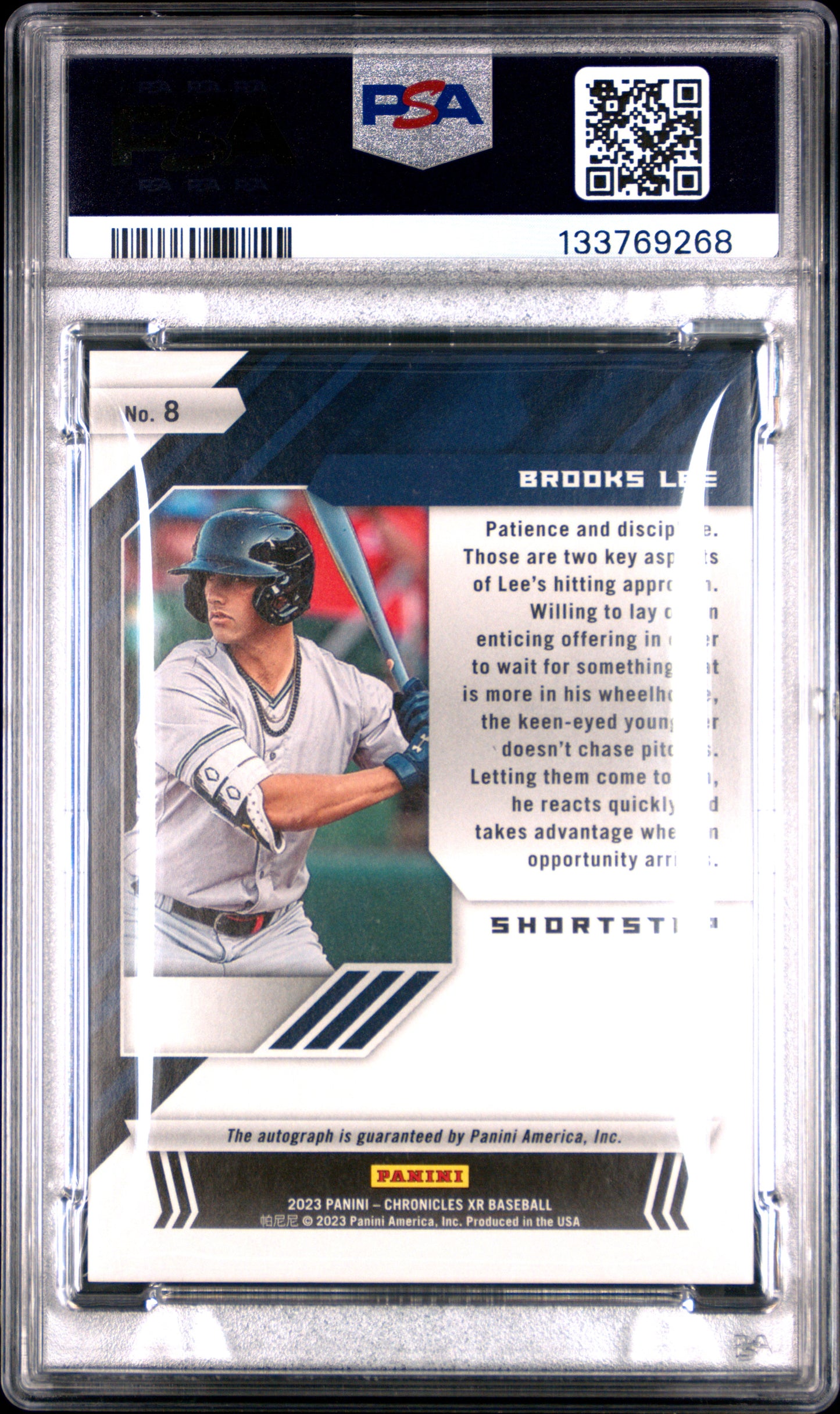 2023 Panini Chronicles XR Brooks Lee #8 Autograph 47/50 PSA 9