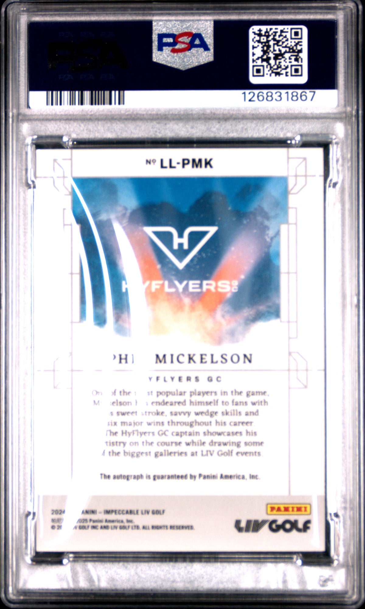 2024 Impeccable LIV Luminaries Autographs Phil Mickelson #LLPMK Gold 10/10 PSA 6