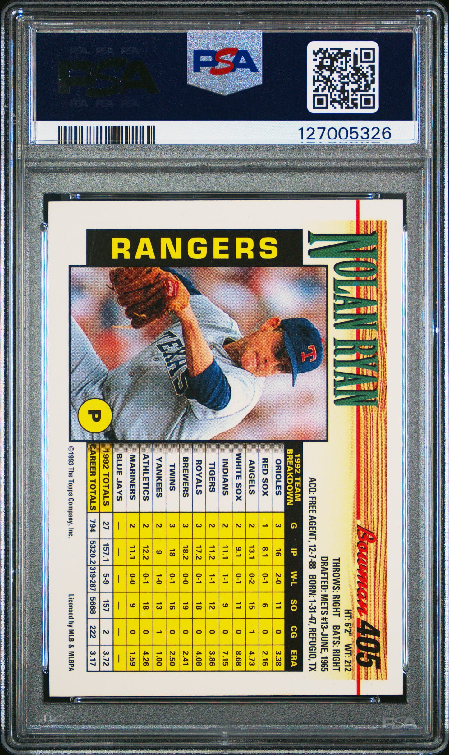 1993 Bowman Nolan Ryan #405 PSA 9