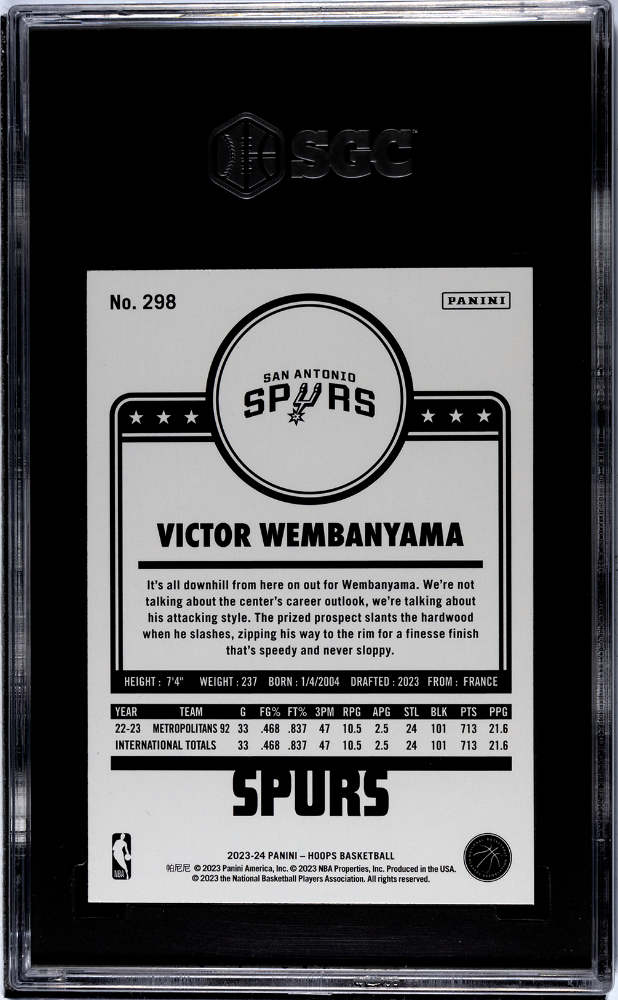 2023 NBA Hoops Victor Wembanyama #298 RC SGC 10