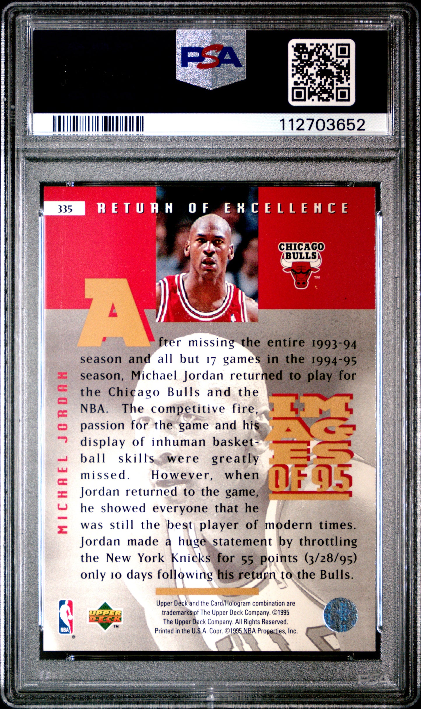 1995 Upper Deck Michael Jordan #335 PSA 9