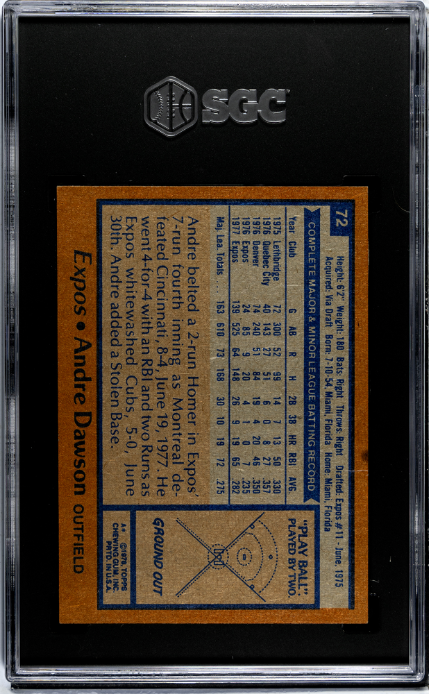 1978 Topps Andre Dawson #72 SGC 7