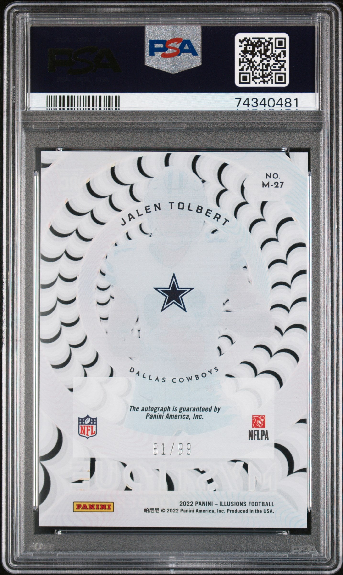 2022 Panini Illusions Mystique Autographs Jalen Tolbert #M27 61/99 PSA 10