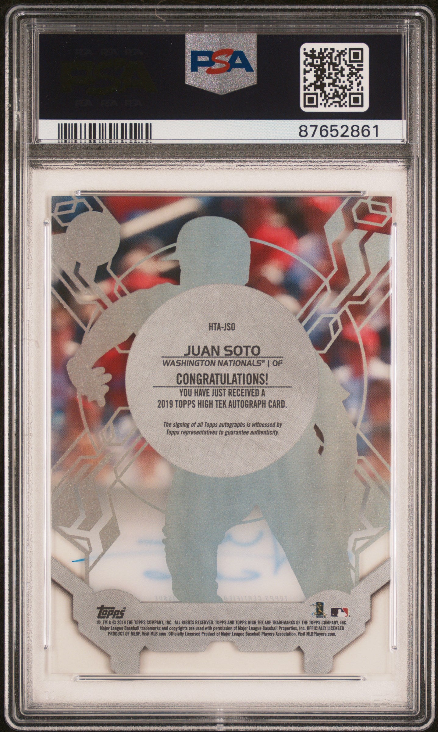 2019 Topps High Tek Autographs Juan Soto #JSO PSA 9