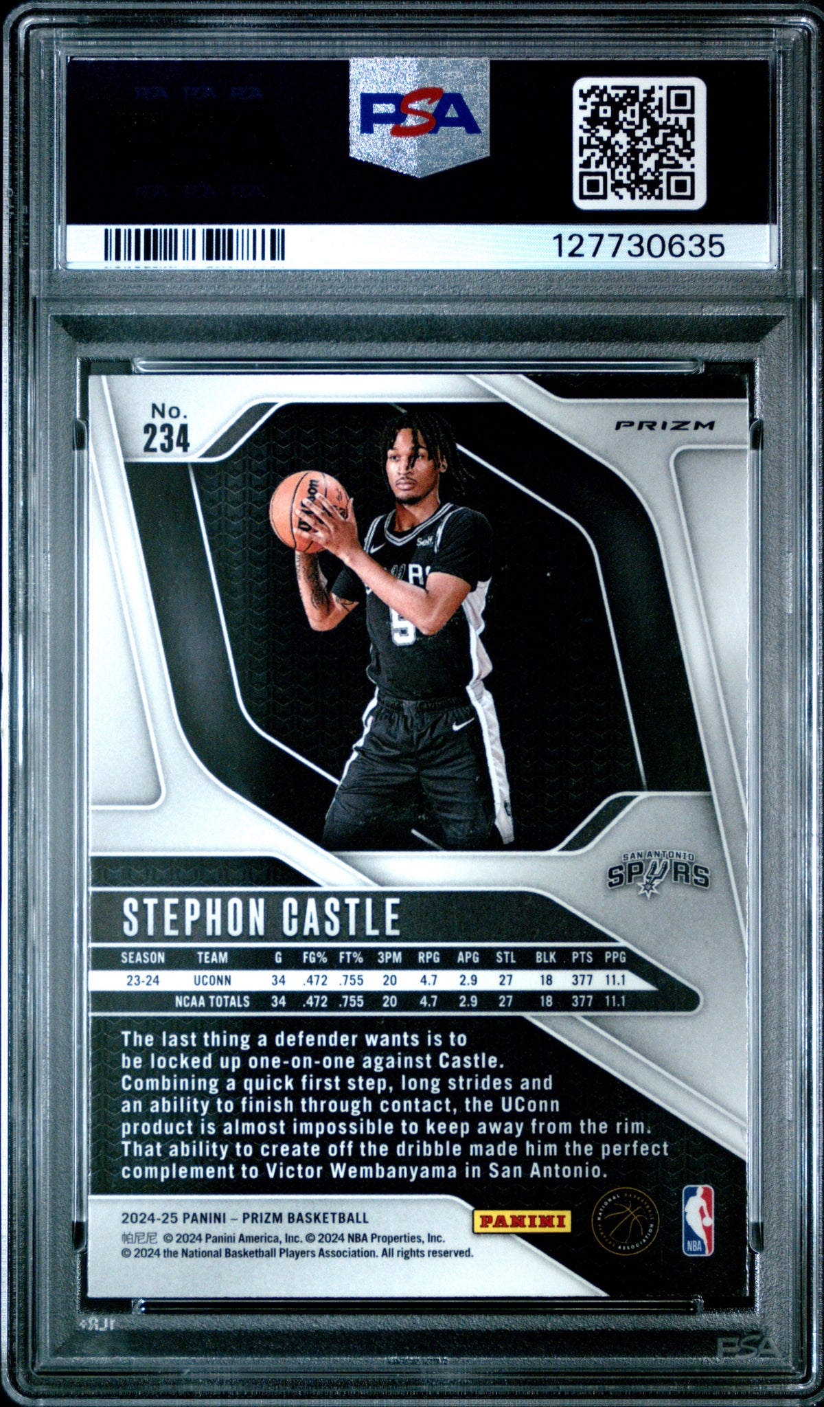2024 Panini Prizm Stephon Castle #234 Silver PSA 9
