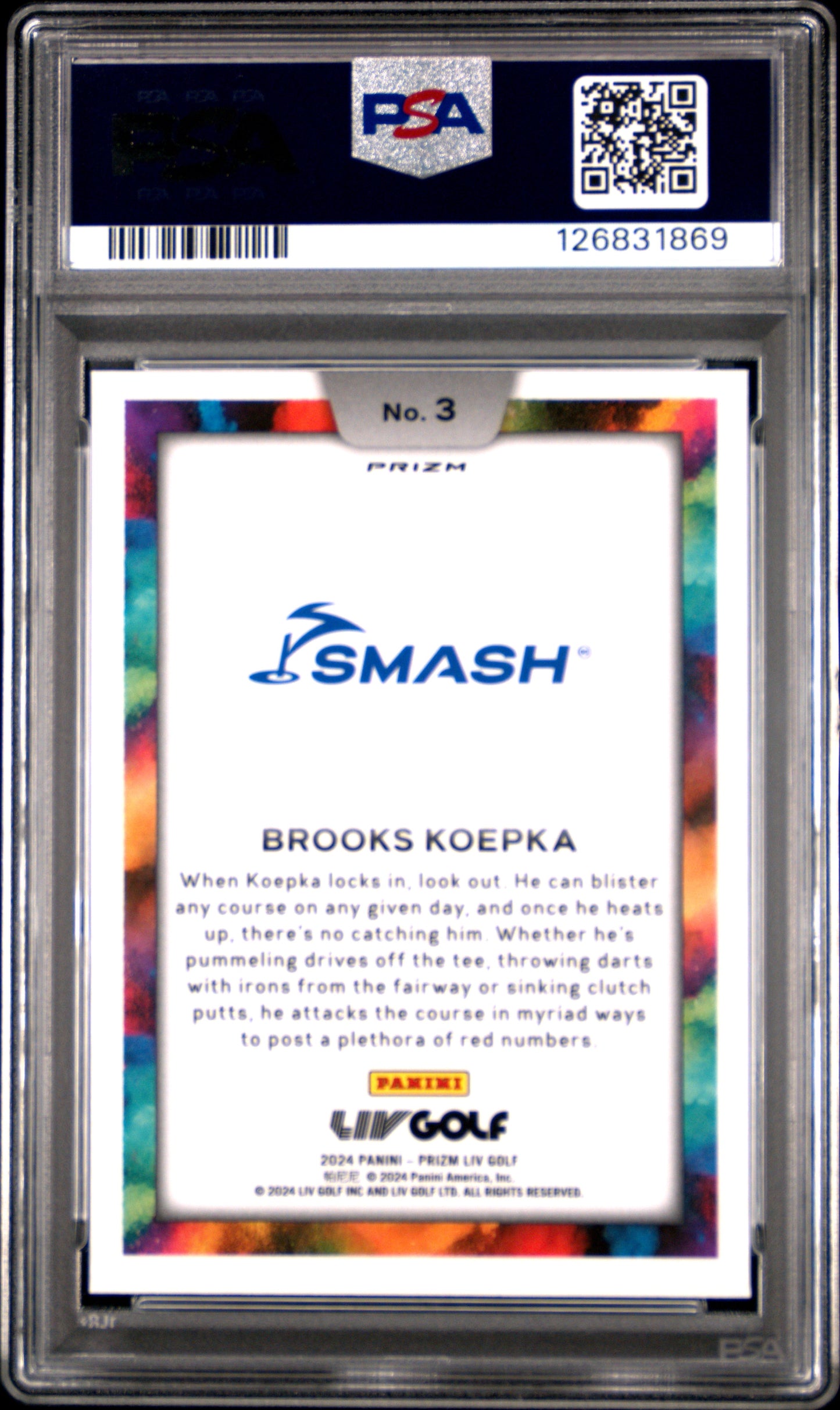 2024 Panini Prizm LIV Golf Color Blast Brooks Koepka #3 PSA 9