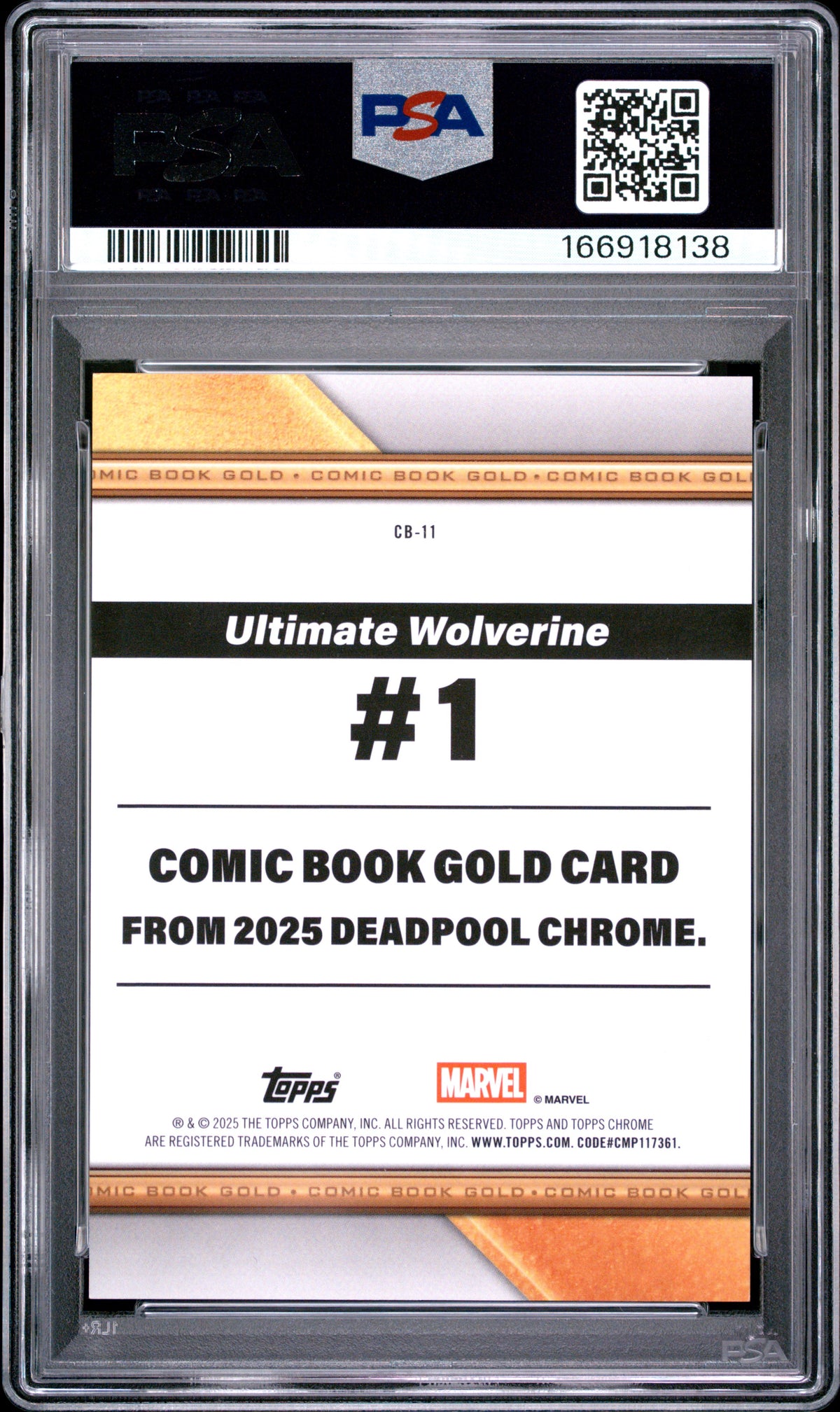 2025 Topps Chrome Deadpool Comic Book Gold Ultimate Wolverine 46/50 #CB-11 PSA 9