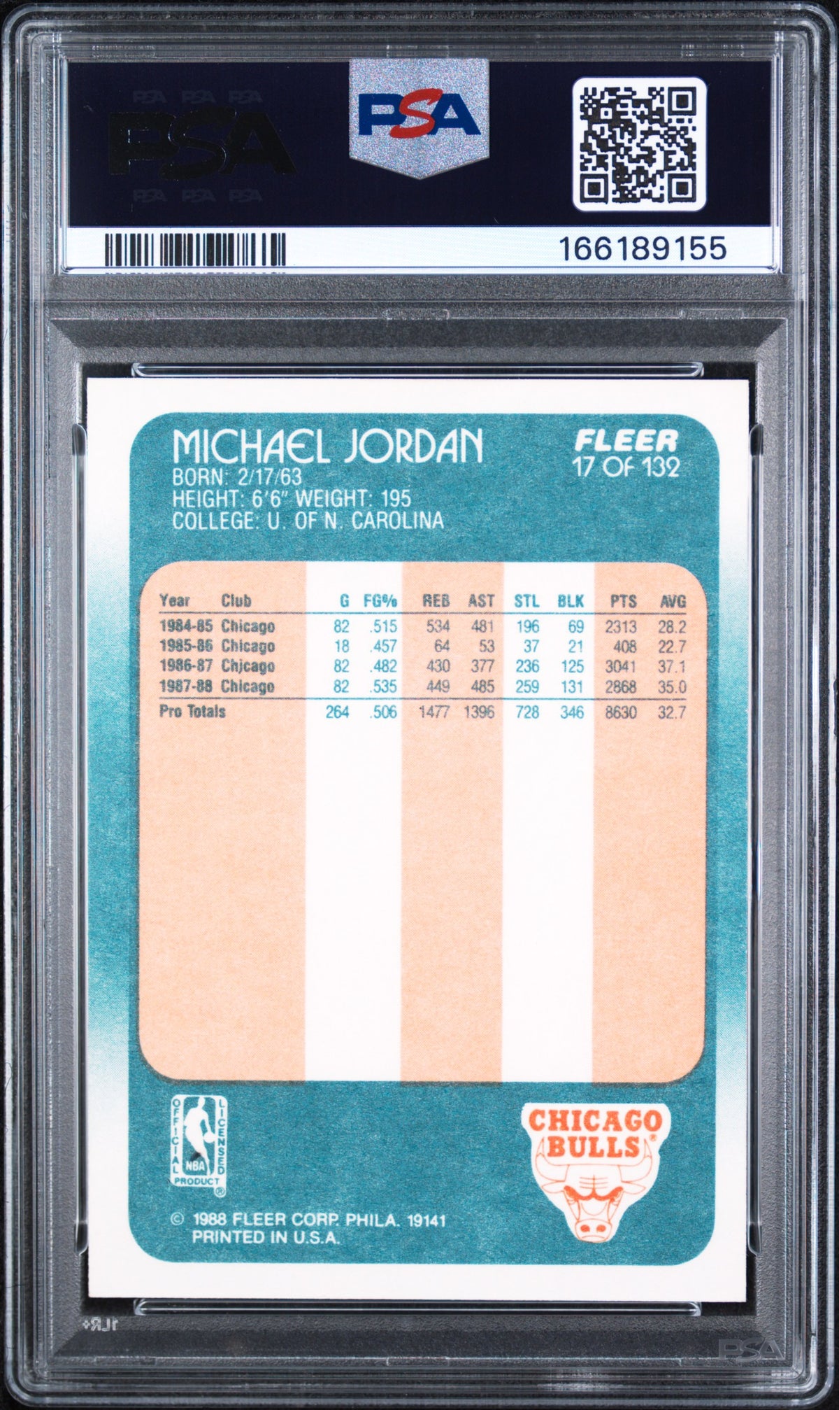 1988 Fleer Michael Jordan #17 PSA 9