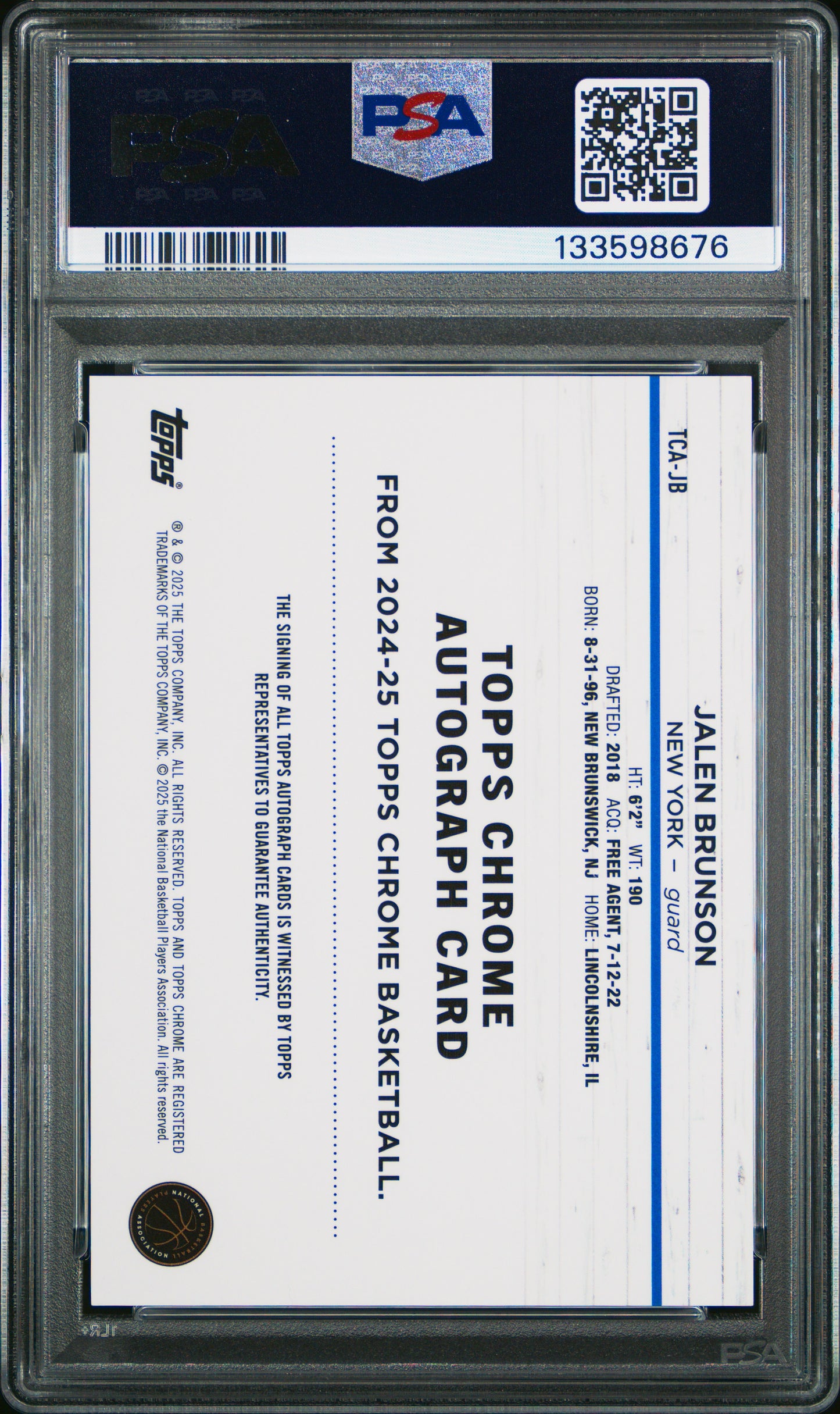 2024 Topps Chrome Autographs Jalen Brunson #TCA-JB Orange Geometric 05/25 PSA 9