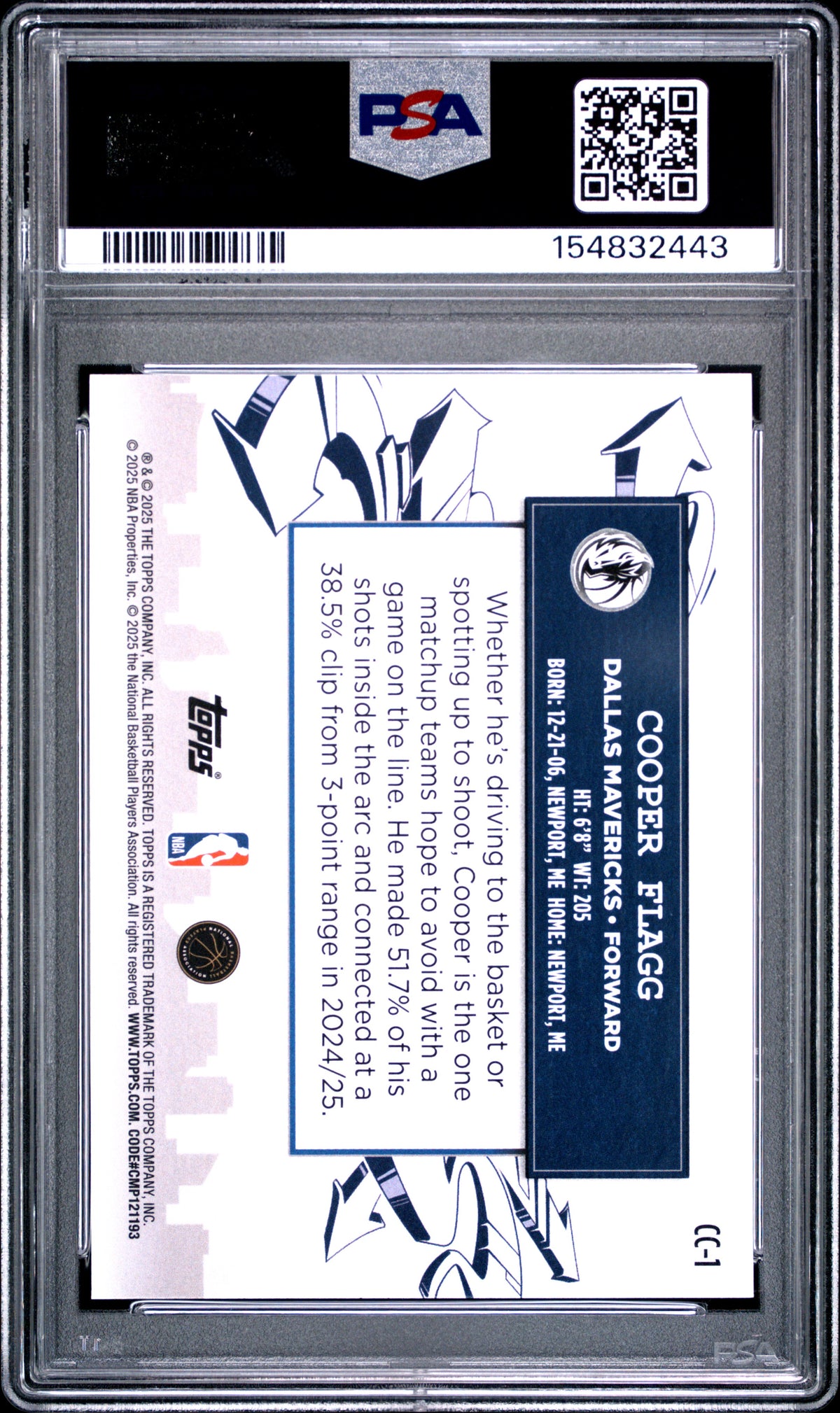 2025 Topps Clutch City Prospects Cooper Flagg #CC-1 RC PSA 9