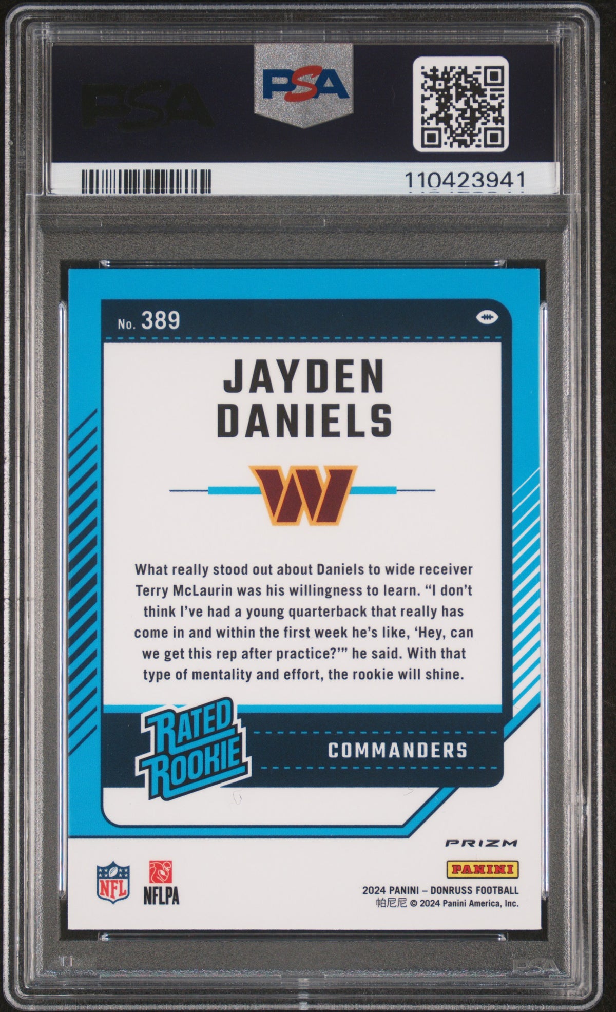 2024 Donruss Jayden Daniels #389 Optic Preview Red & Green PSA 9