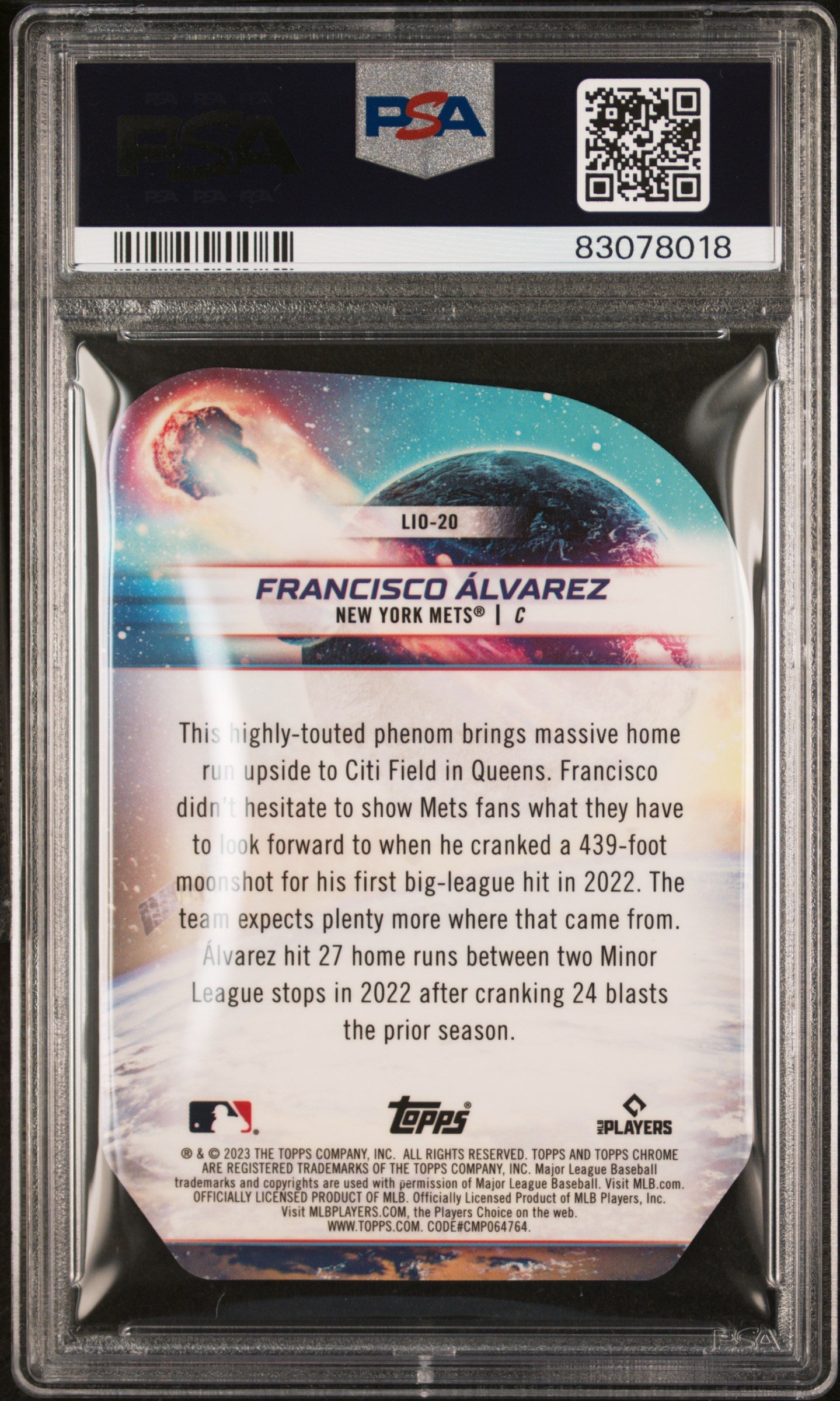 2023 Topps Cosmic Chrome Launched Into Orbit Francisco Alvarez #20 RC PSA 10