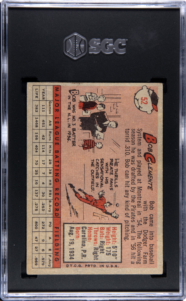 1958 Topps Bob Clemente #52 SGC 3