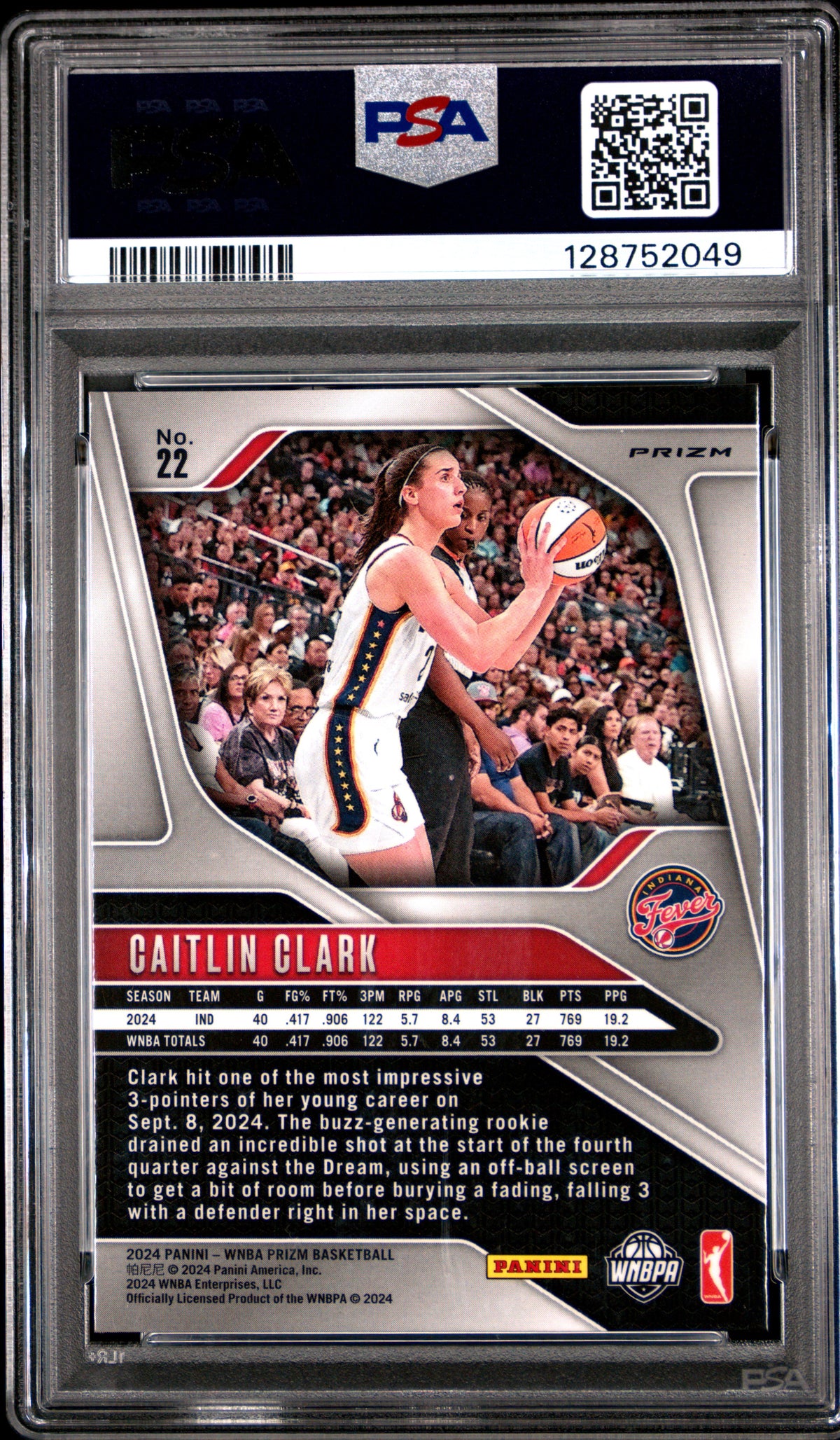 2024 Panini Prizm WNBA Caitlin Clark #22 Logo RC PSA 9
