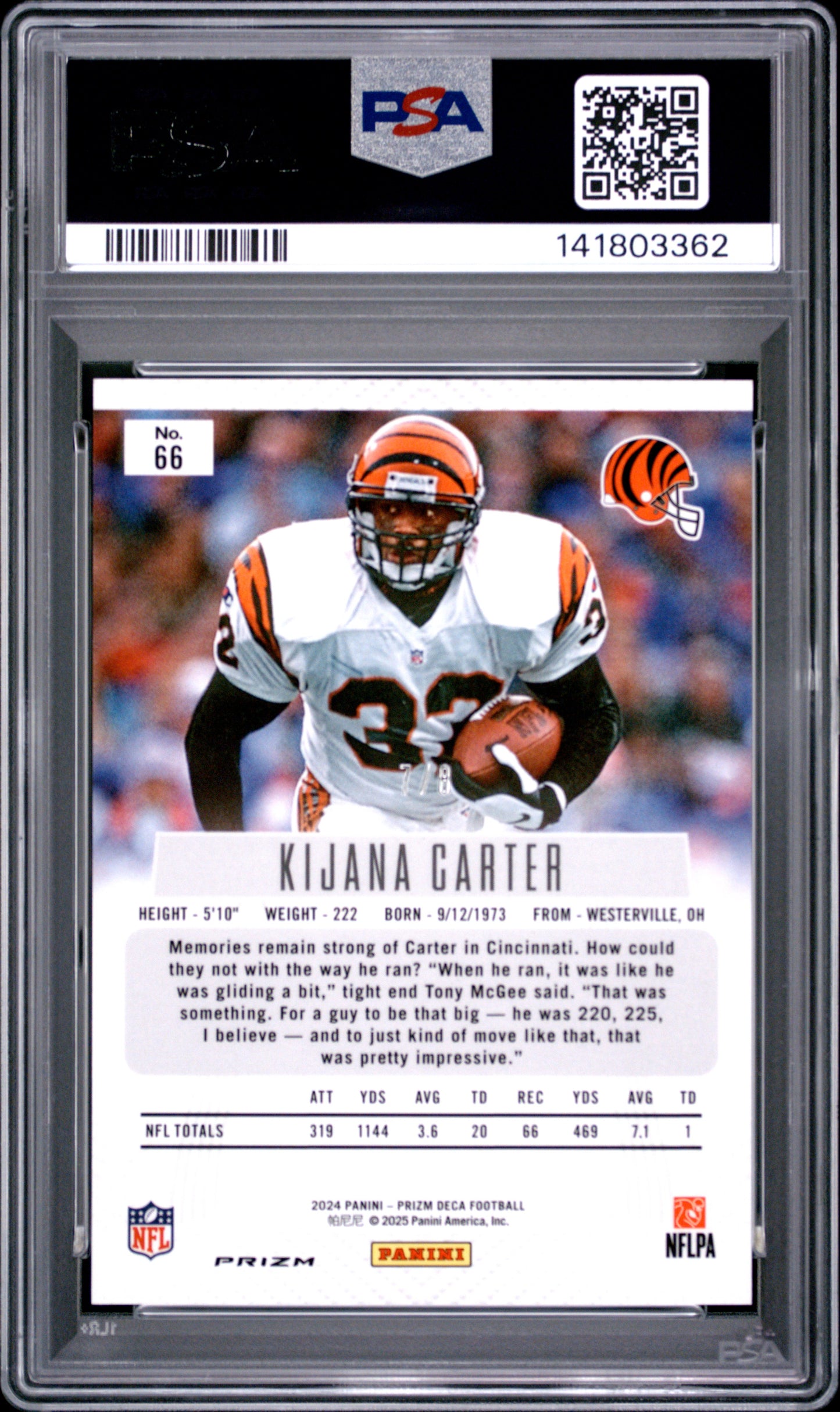 2024 Panini Prizm Deca Kijana Carter #66 Black Gold Shimmer FOTL 7/8 PSA 9