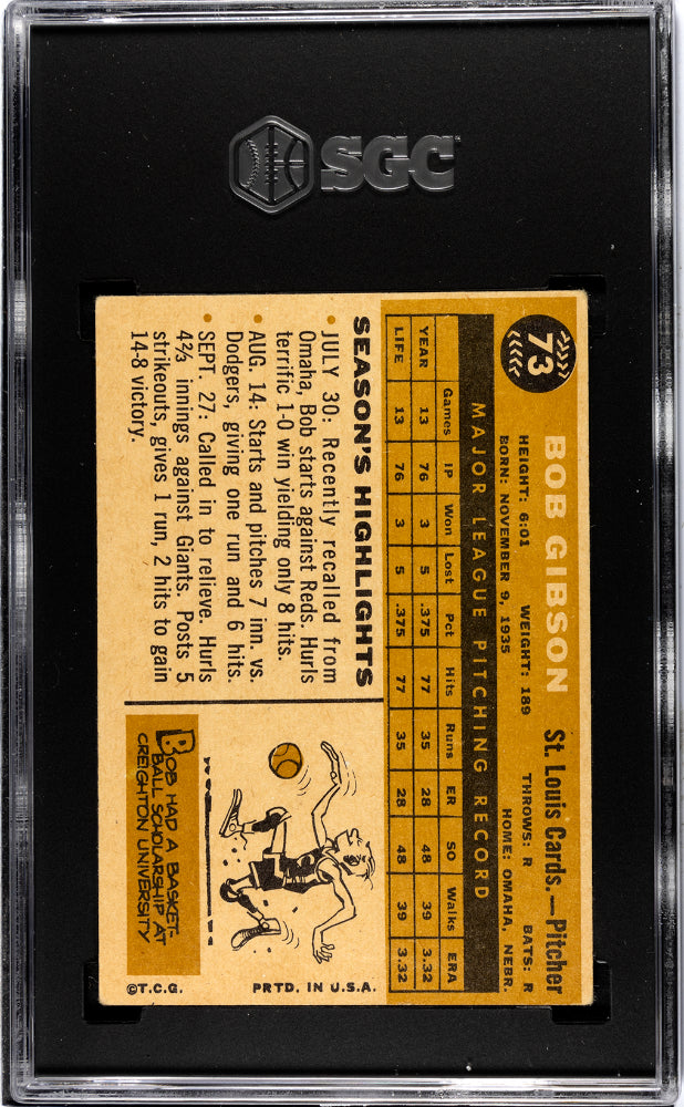 1960 Topps Bob Gibson #73 SGC 3