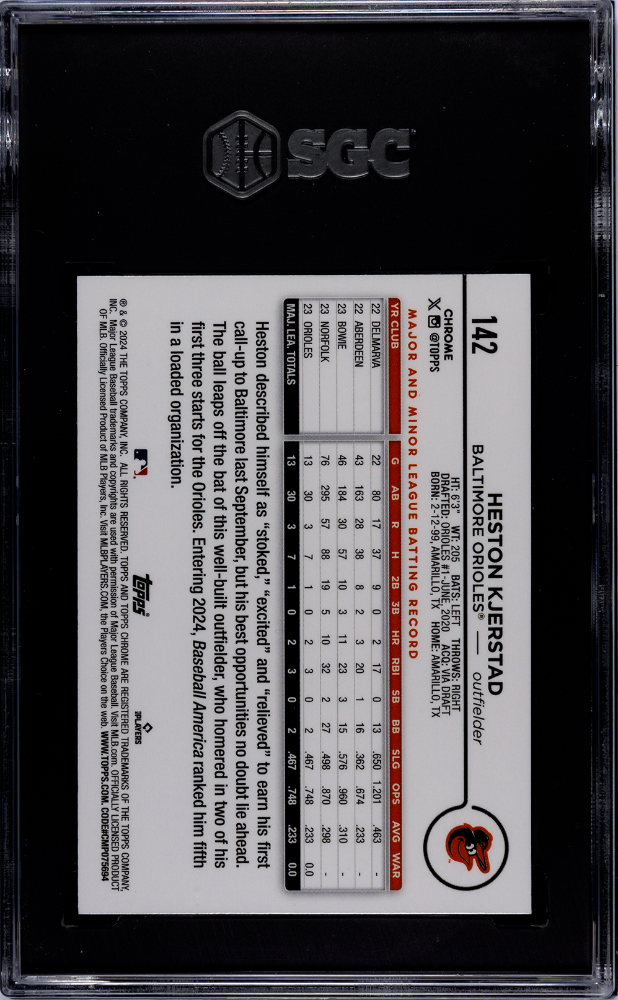 2024 Topps Chrome Heston Kjerstad #142 Purple Refractor 250 066/250 SGC 10