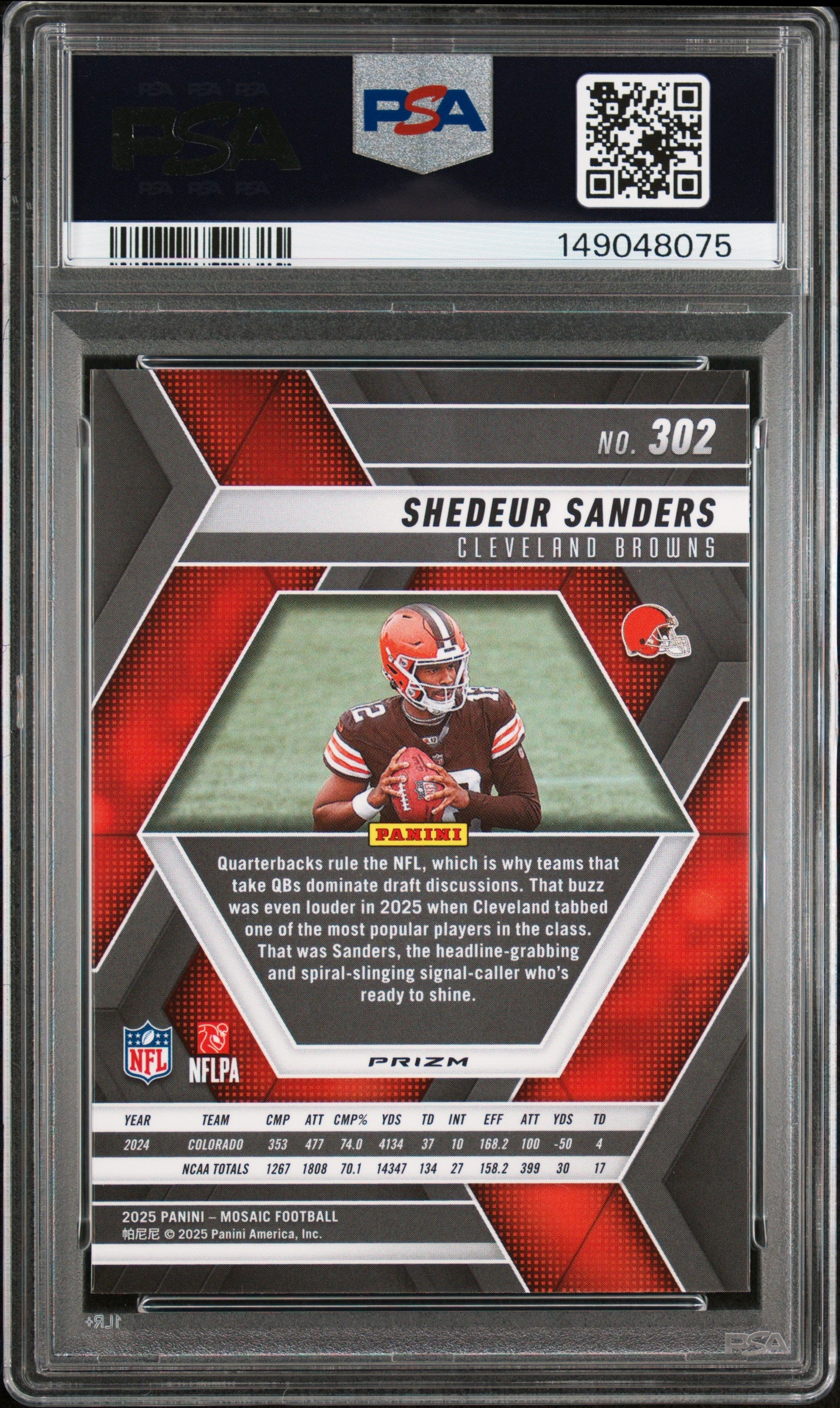 2025 Panini Mosaic Shedeur Sanders #302 Mosaic PSA 10