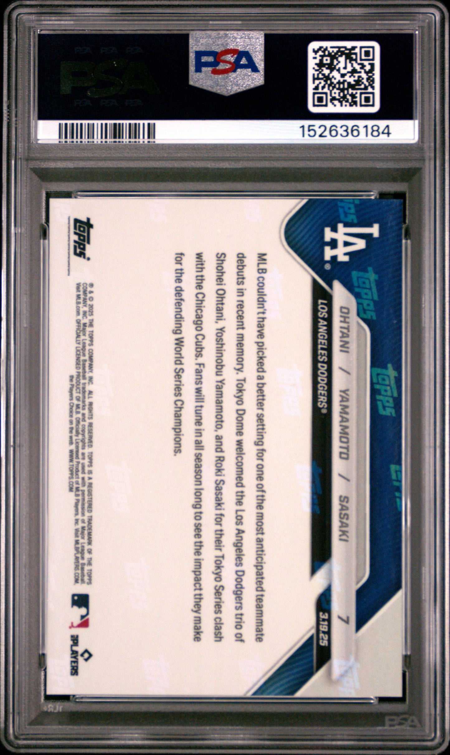 2025 Topps Now Sasaki Yamamoto Ohtani #7 PSA 10