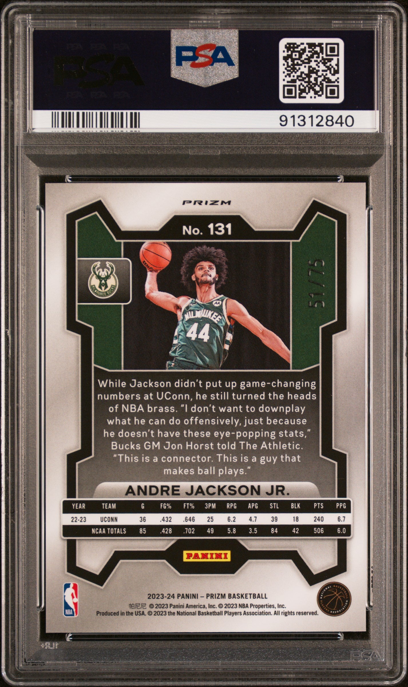 2023 Panini Prizm Andre Jackson JR. #131 Red Power PSA 10