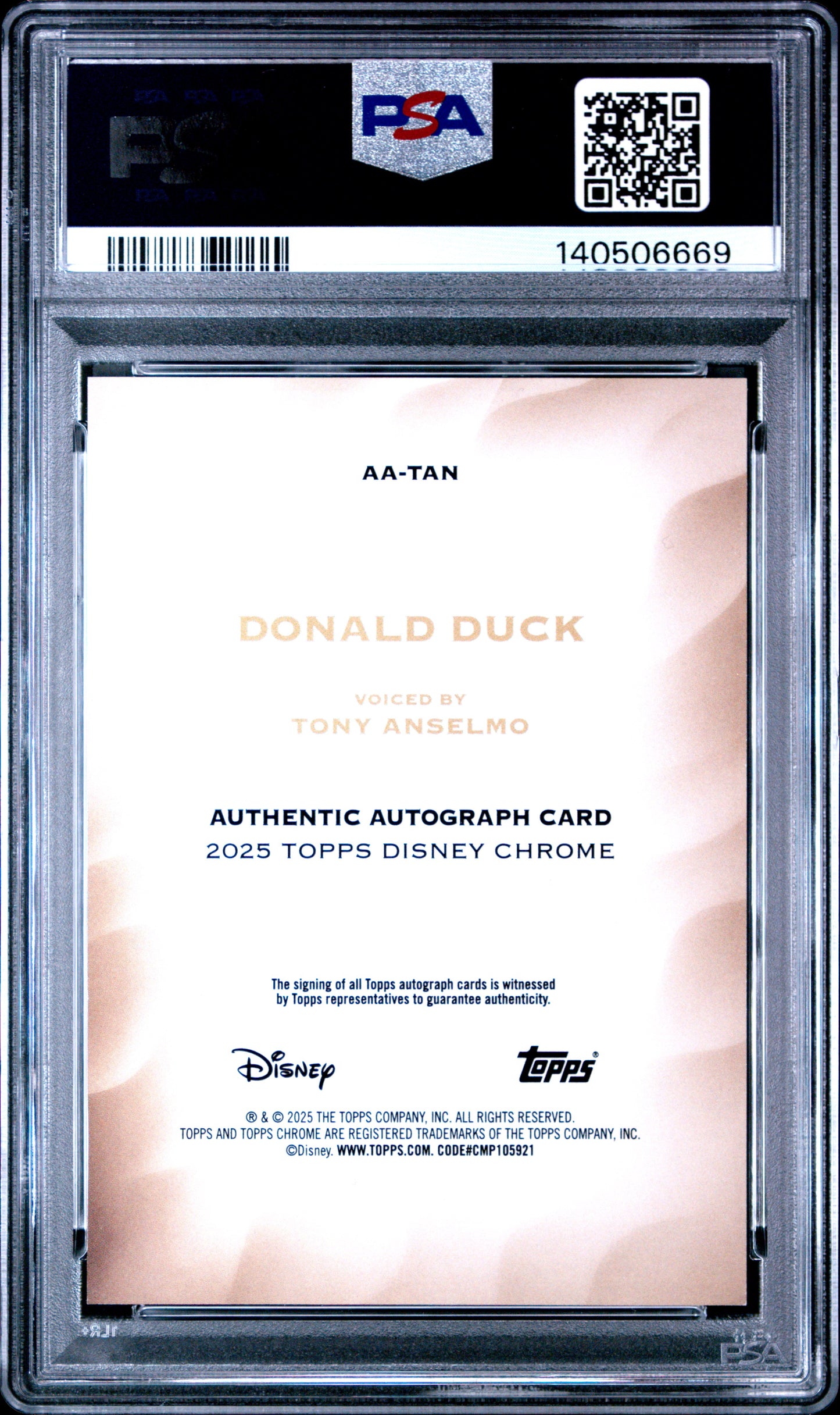 2025 Topps Chrome Disney Tony Anselmo/Donald Duck Auto Mickey Mouse /28 PSA 10
