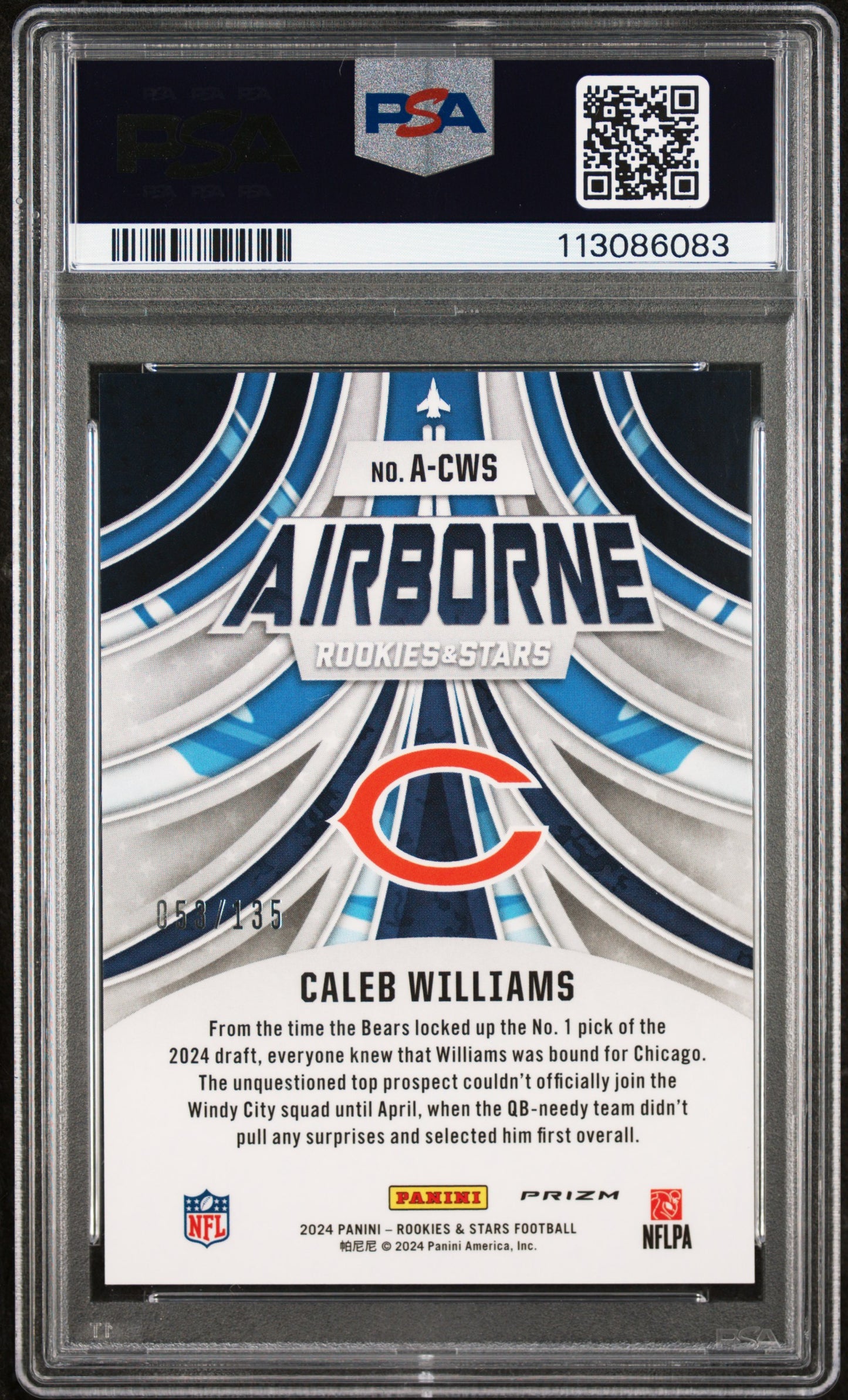 2024 Panini Rookies & Stars Airborne Caleb Williams #ACWS Pandora PSA 10