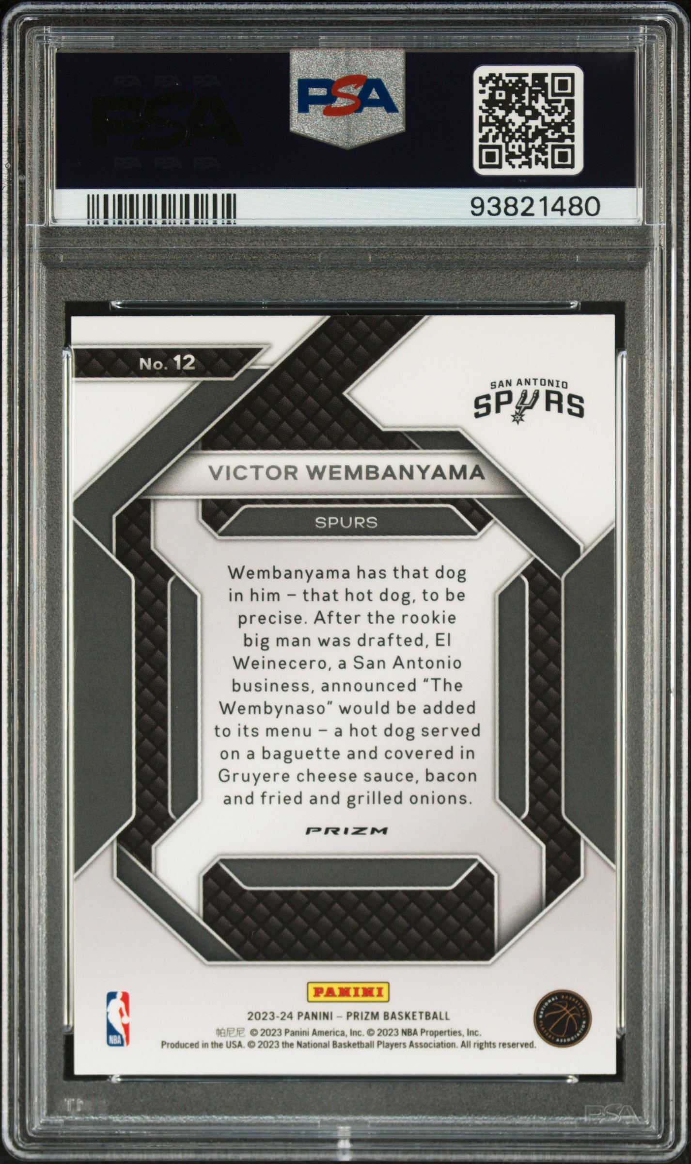 2023 Panini Prizm Emergent Victor Wembanyama #12 Silver RC PSA 10