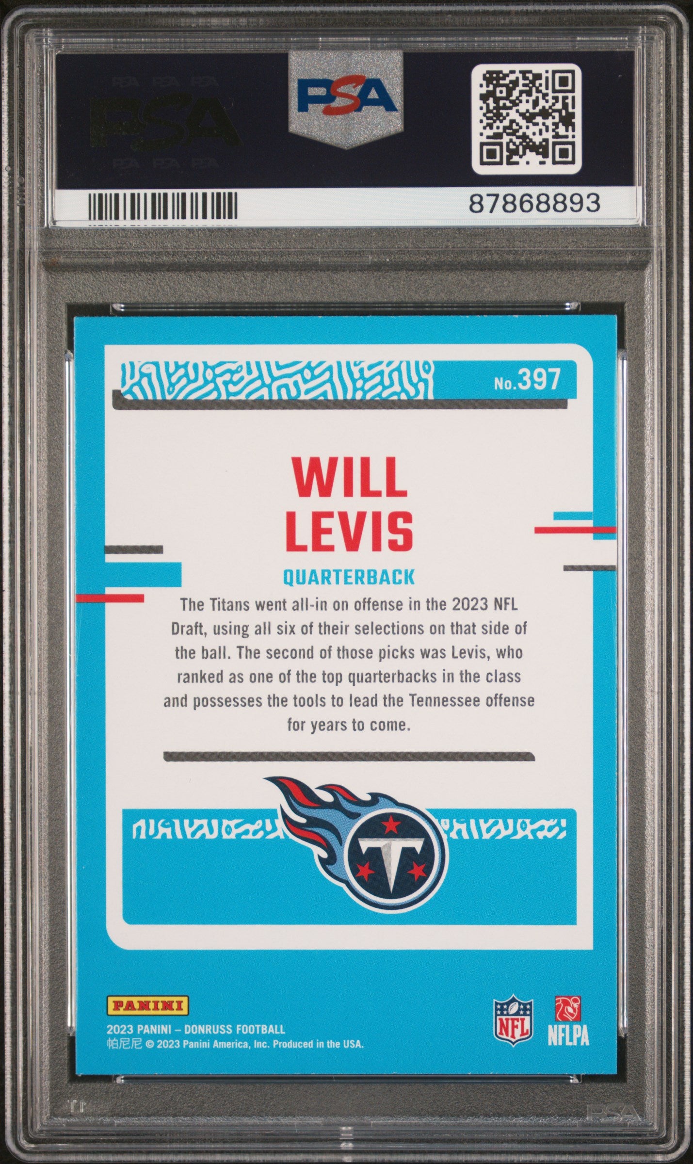 2023 Panini Donruss Will Levis #397 PSA 10