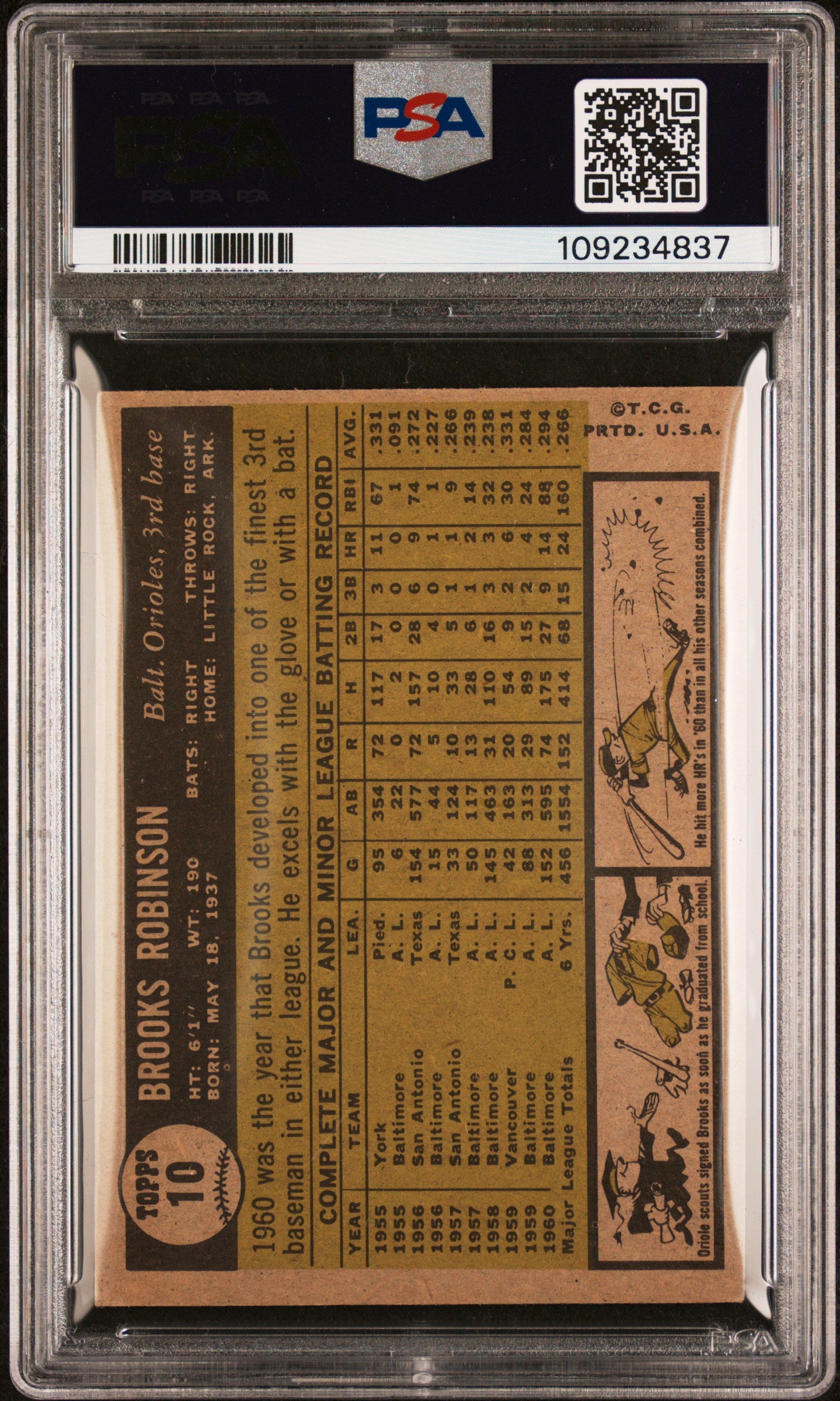 1961 Topps Brooks Robinson #10 PSA 5 Auto 9