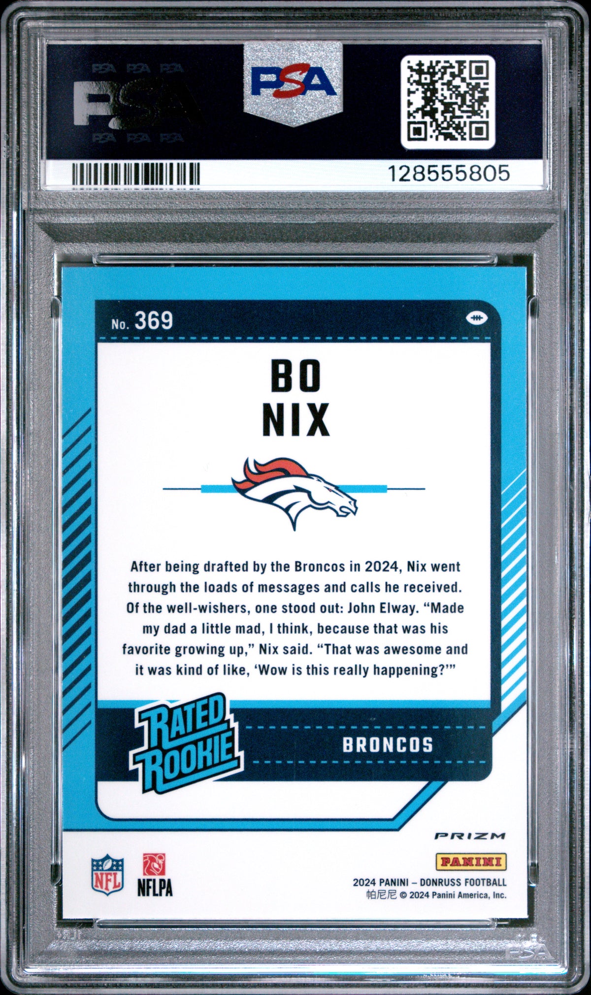 2024 Donruss Bo Nix #369 Optic Preview Red Pandora PSA 10