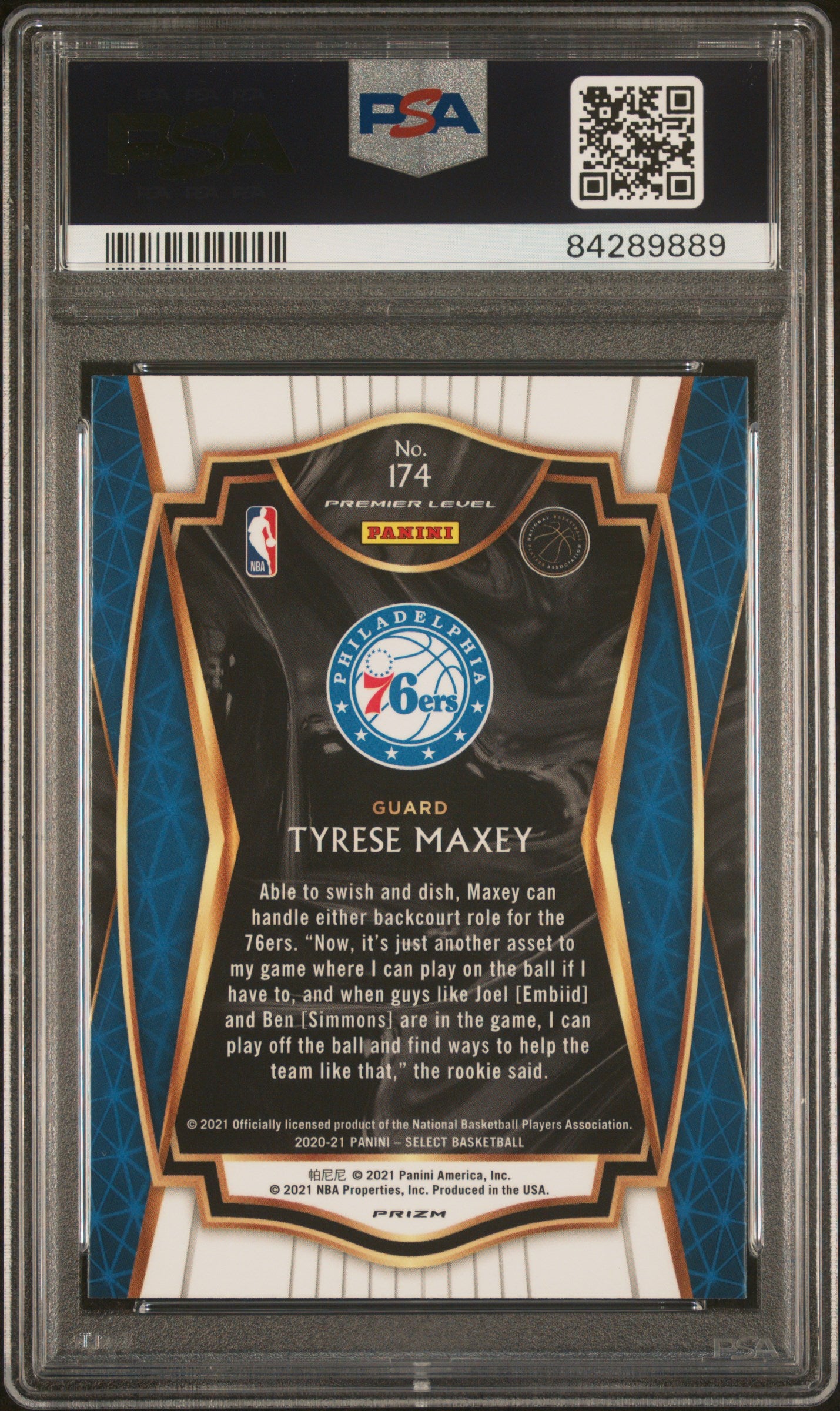 2020 Panini Select Tyrese Maxey #174 Silver Prizm PSA 10