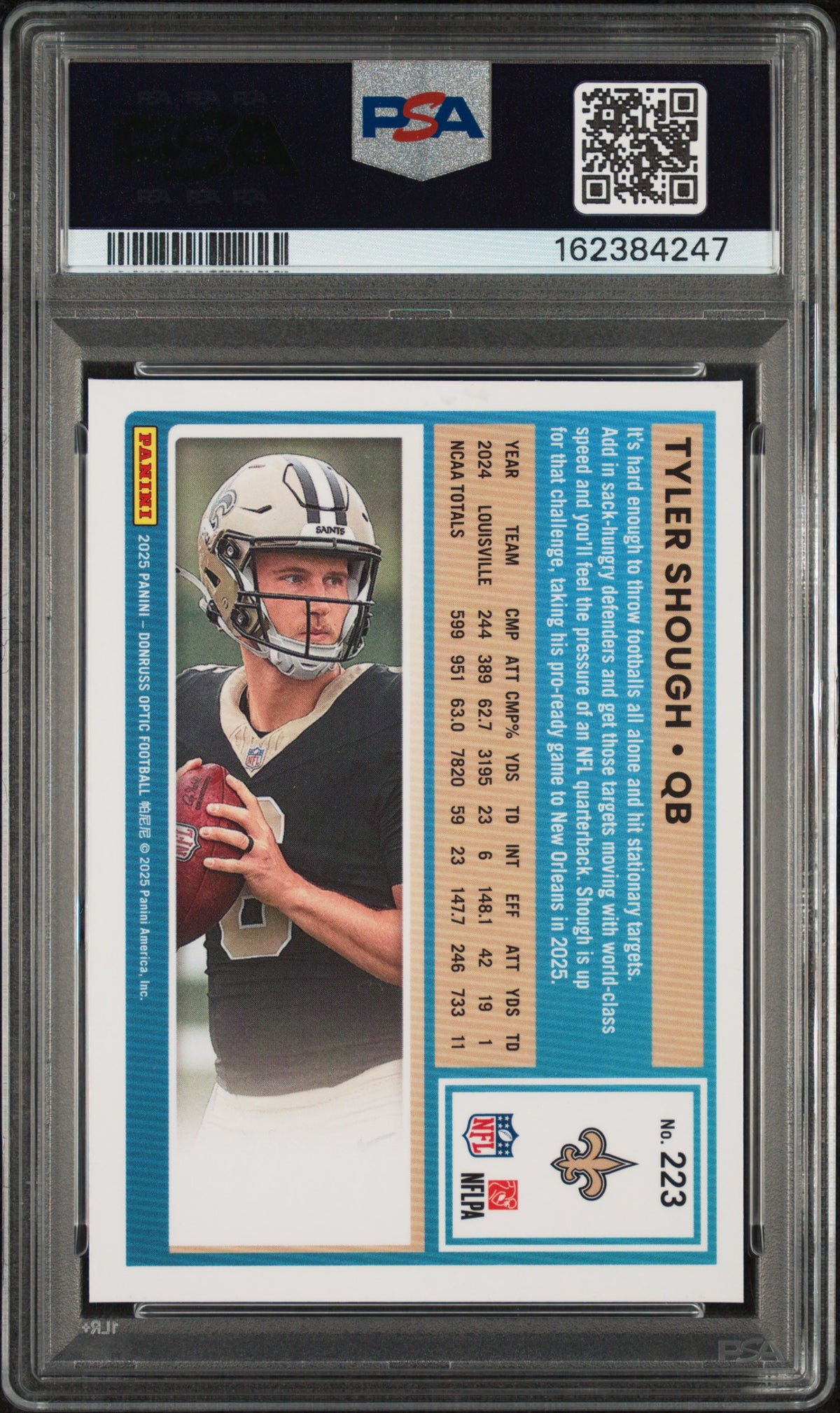 2025 Donruss Optic Rated Rookie Tyler Shough #223 PSA 9