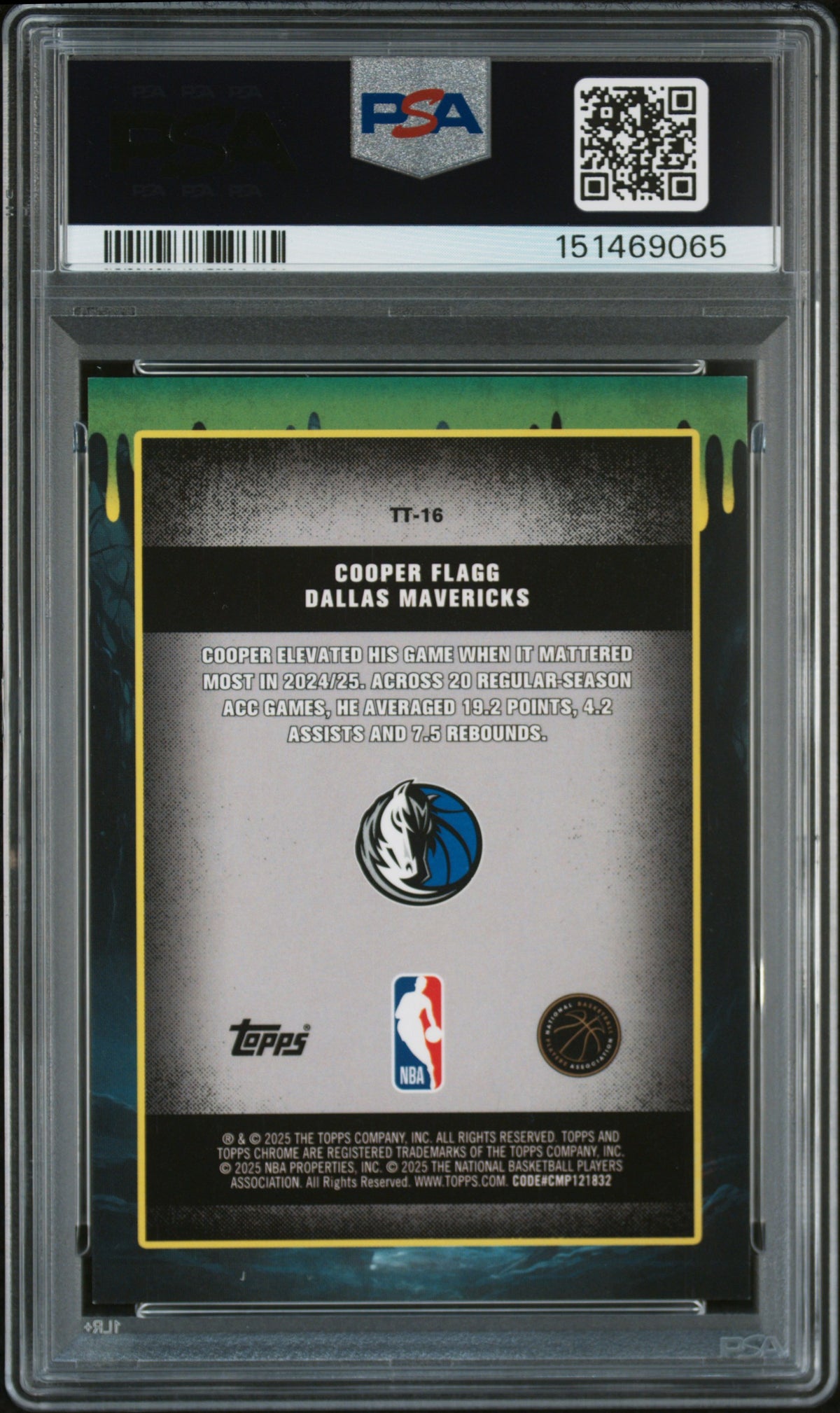 2025 Topps Chrome Tall Tales Cooper Flagg #TT-16 Gold Refractor RC 24/50 PSA 9