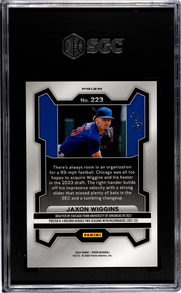 2024 Prizm Jaxon Wiggins #223 Black Finite Prizm 1 of 1 SGC 9