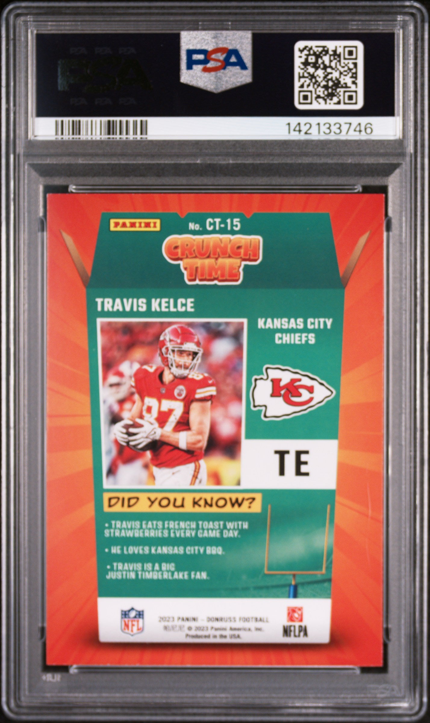 2023 Panini Donruss Crunch Time Travis Kelce #CT15 PSA 9
