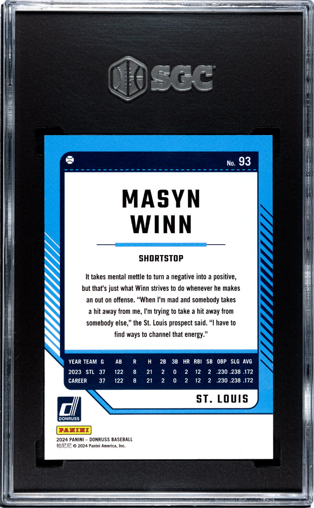 2024 Donruss Masyn Winn #93 Artist Proof SGC 9