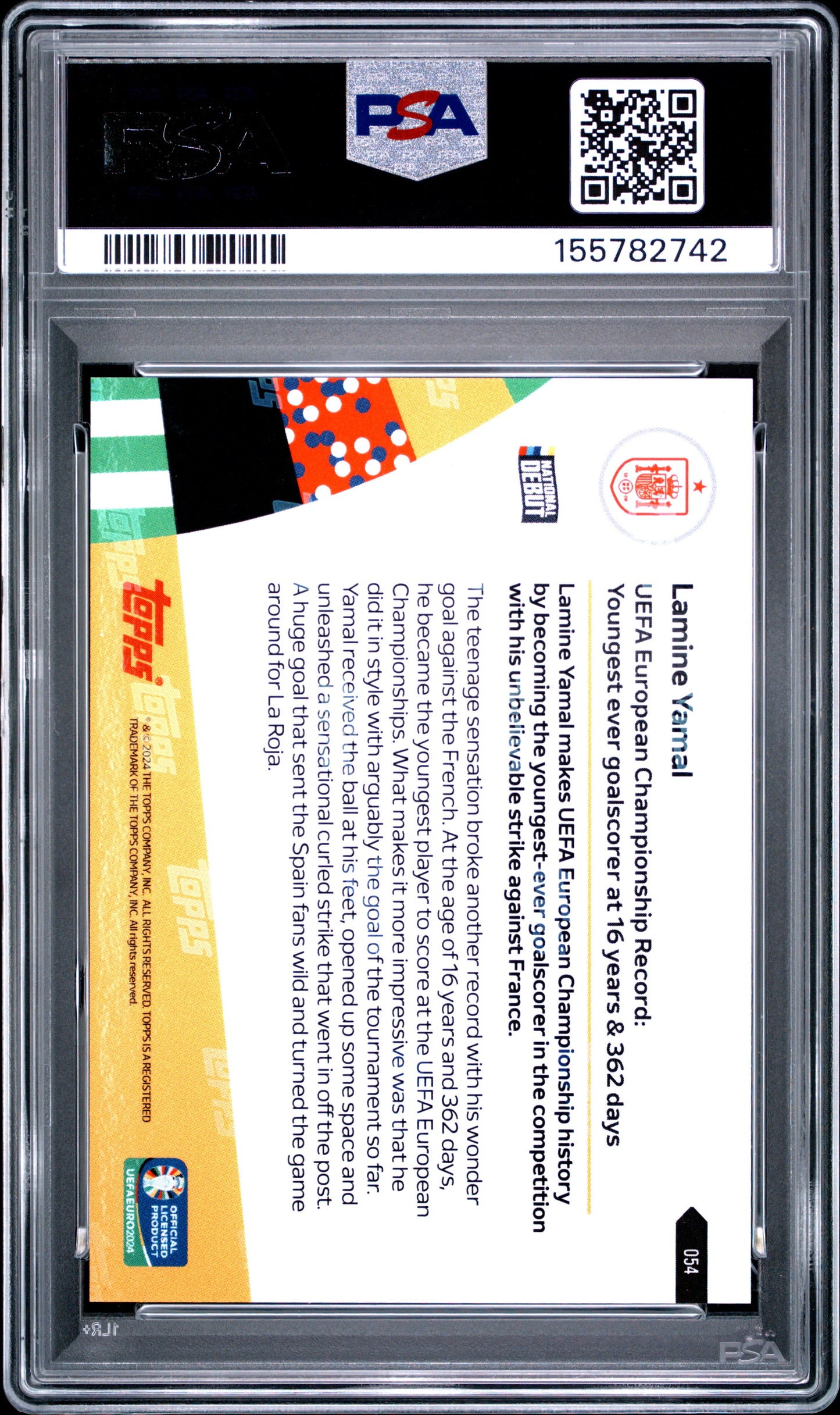 2024 Topps Now UEFA Euro Lamine Yamal #54 PSA 10