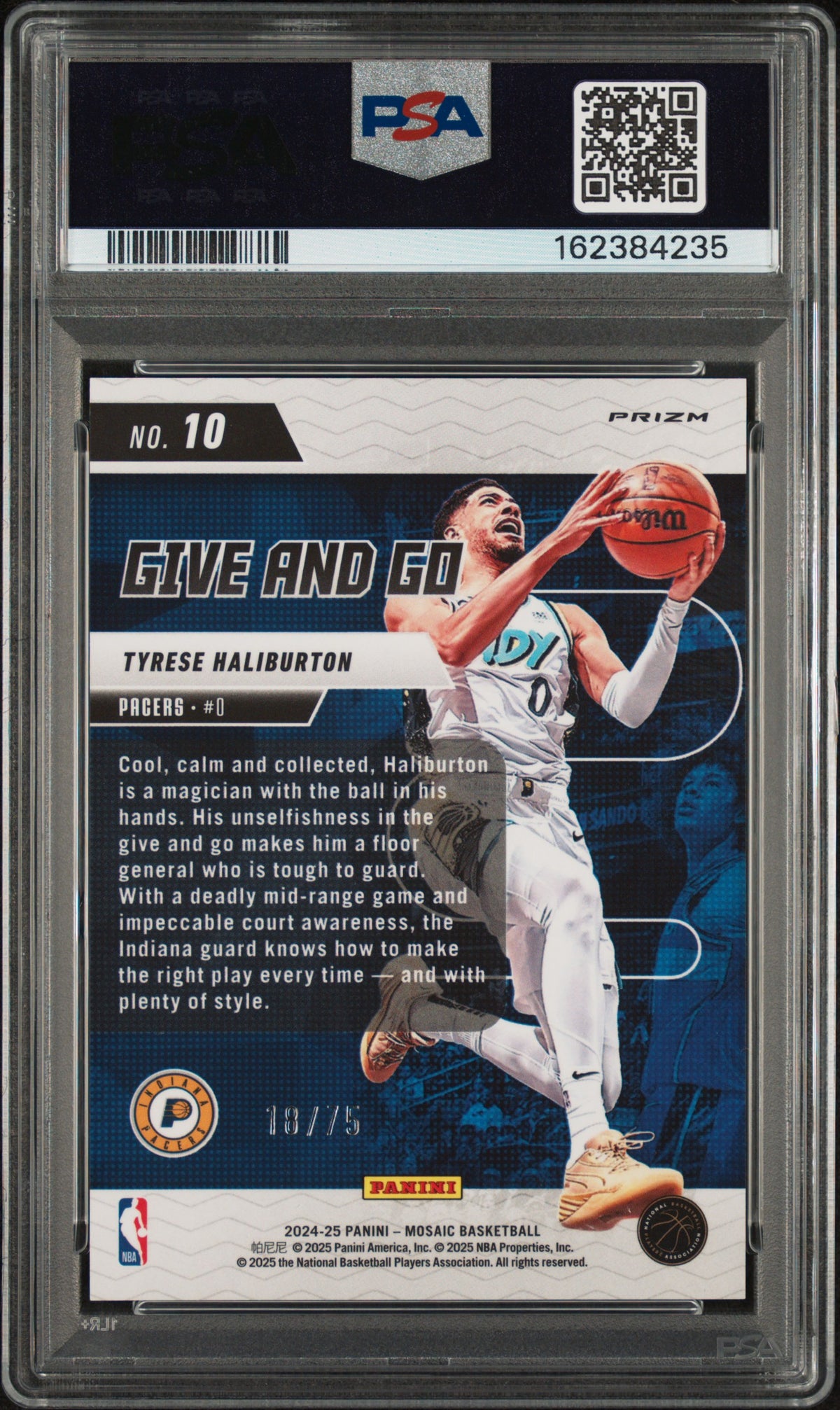 2024 Panini Mosaic Give And Go Tyrese Haliburton #10 Red Fluorescent 18/75 PSA 9