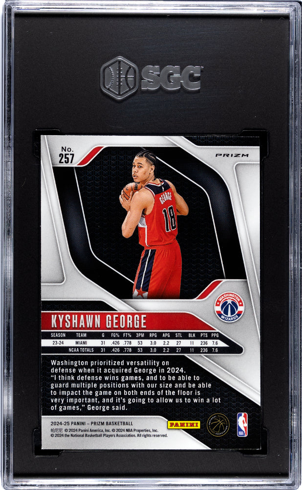 2024 Panini Prizm Kyshawn George #257 Ruby Wave SGC 9.5