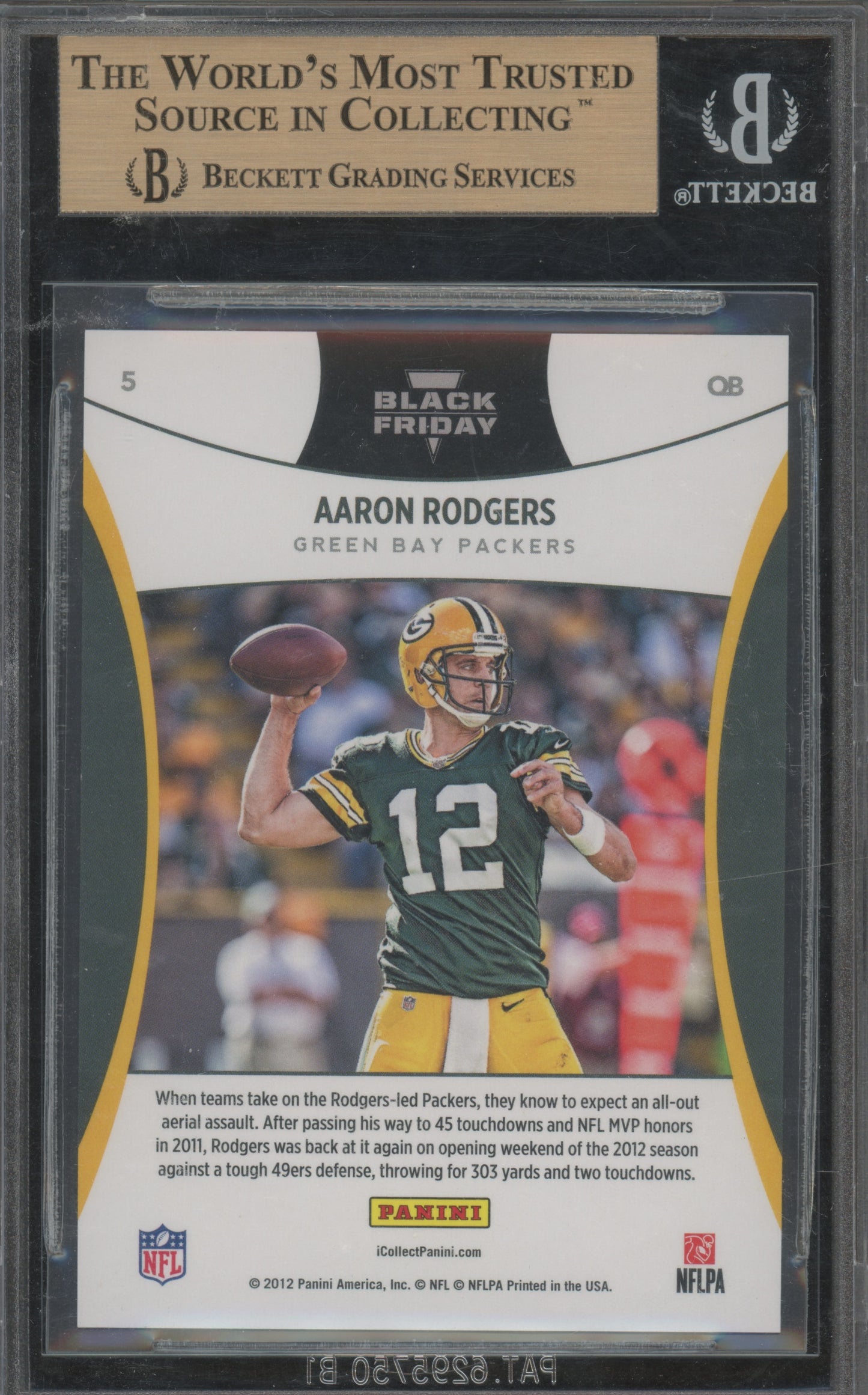 2012 Panini Black Friday Aaron Rodgers #5 BGS 9.5