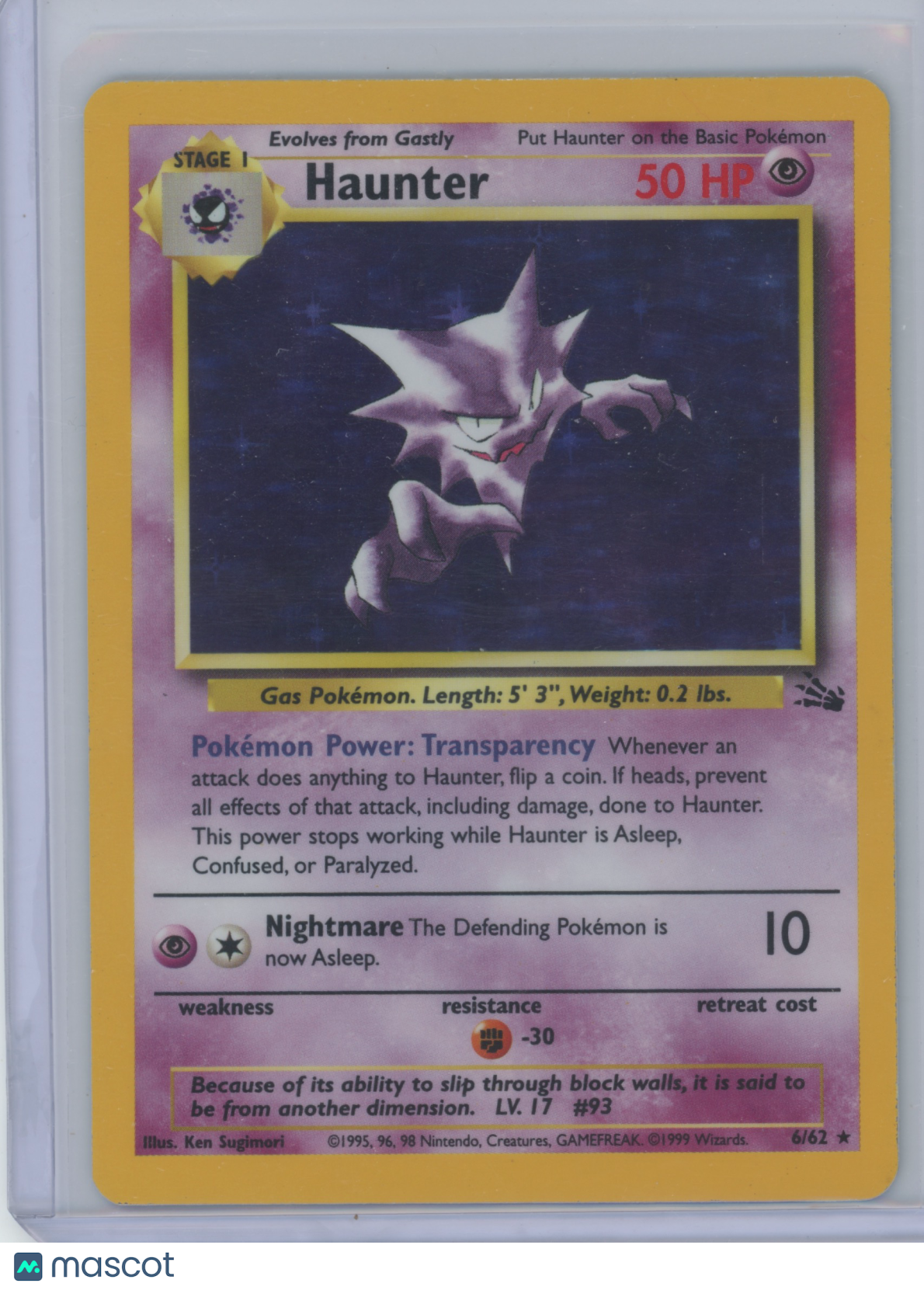 1999 Pokemon Fossil Haunter #6/62