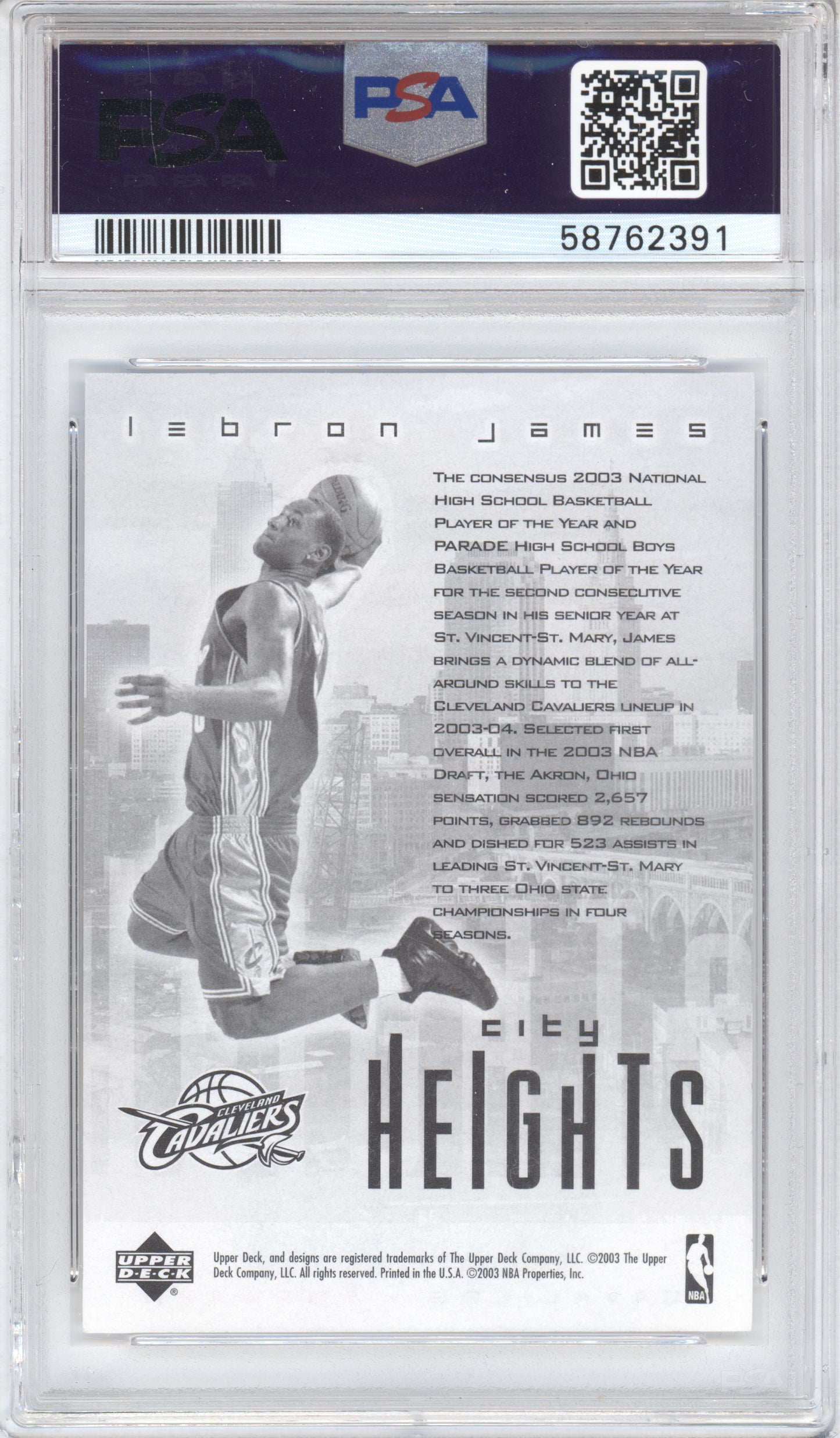 2003 Upper Deck Redemption Special LeBron James City Heights PSA 8