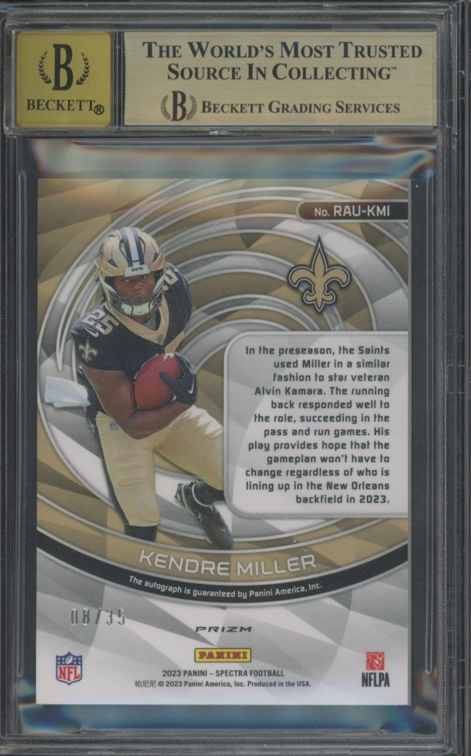 2023 Panini Spectra Kendre Miller #19 Auto Neon Green /35 BGS 9.5 Auto 10